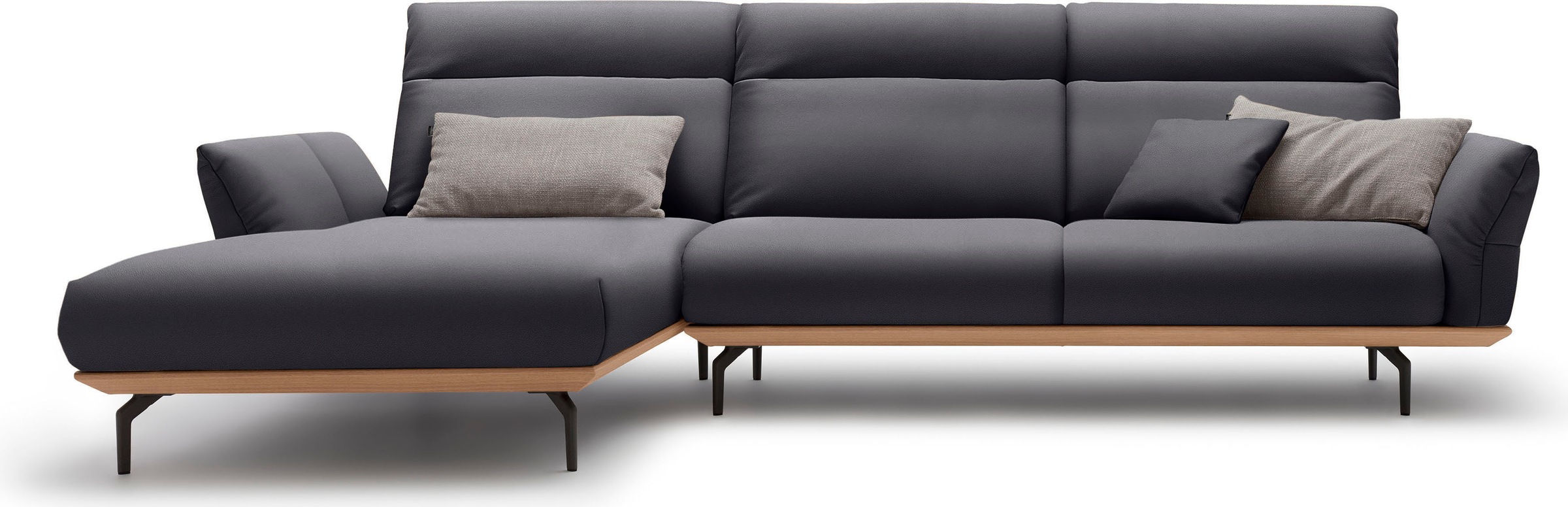 Creation BY ROLF BENZ Ecksofa "CR.460 Design-Sofa, verstellbare Rückenlehne, L-Form" Sockel in Eiche, Winkelfüße in Umbragrau, Breite 318 cm