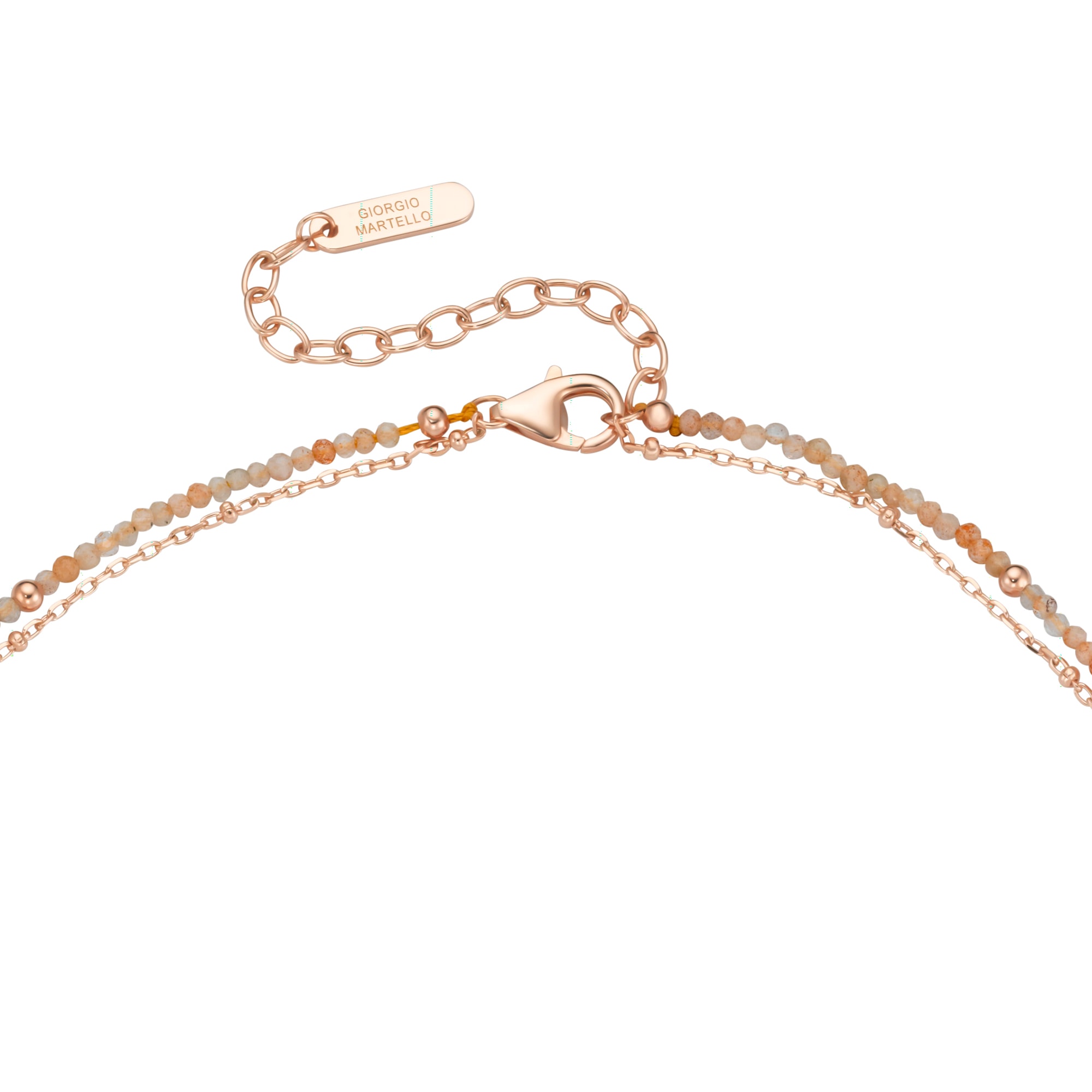 GIORGIO MARTELLO MILANO Collier »mit apricotfarbigen Sonnenstein-Kugeln, Silber 925«