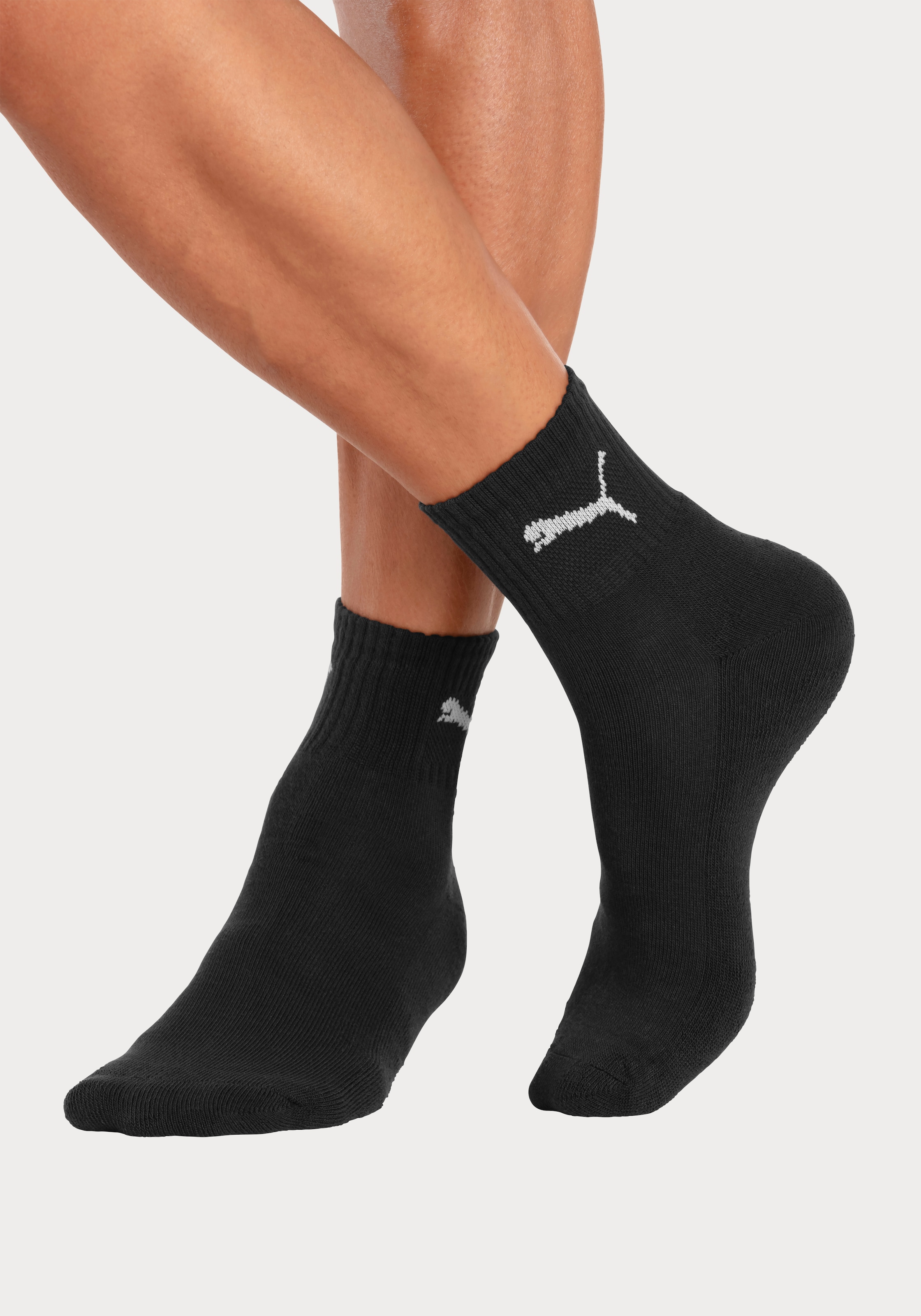 PUMA Sportsocken »short crew«, (3 Paar), gepolsterte Frottee-Sohle, atmungsaktiv