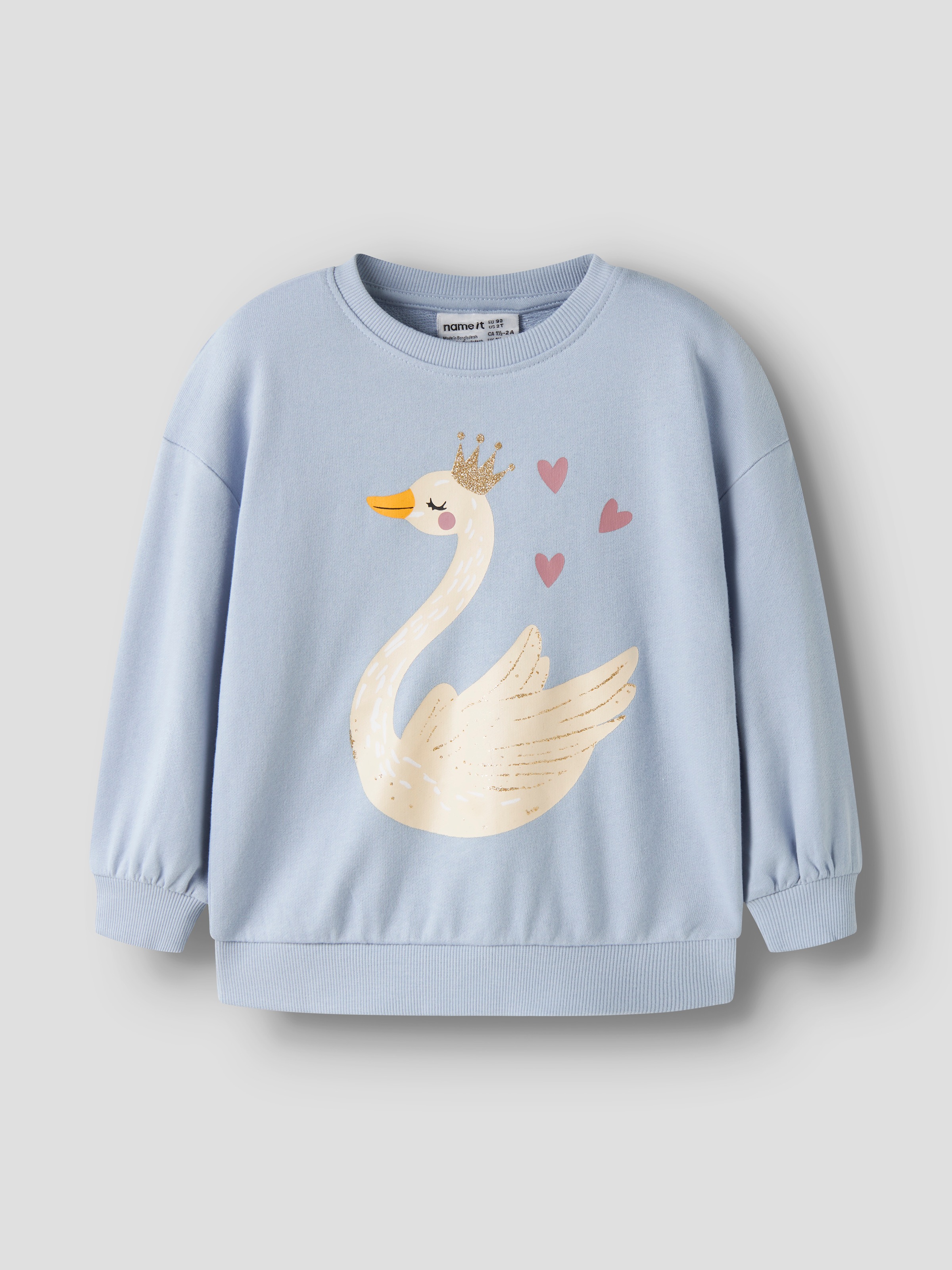 Name It Sweatshirt »NMFVALONA LS LONG RLX SWEAT UNB«, Baumwolle, Druck mit Glitzerdetail
