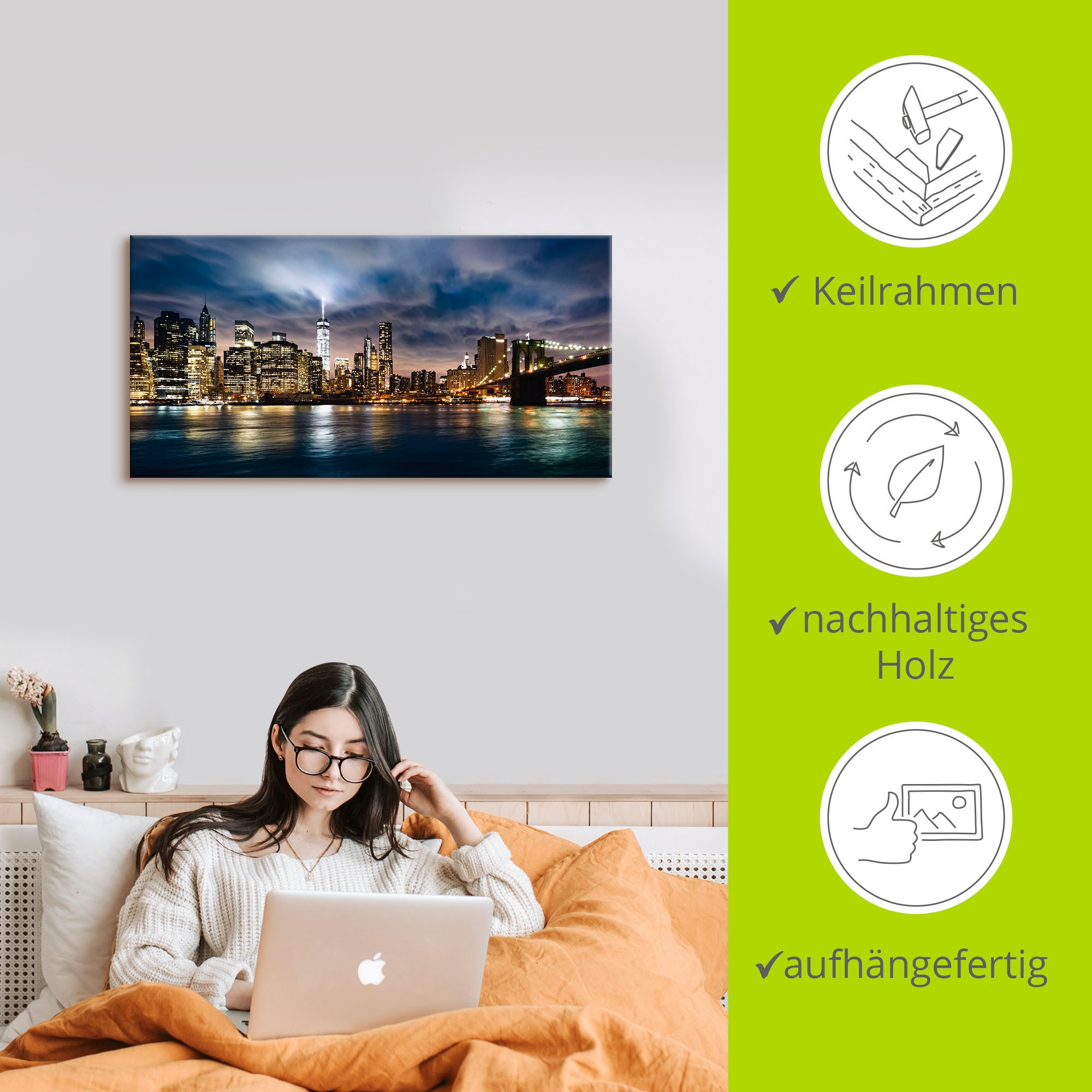 Artland Wandbild »Sonnenaufgang über Manhattan«, Amerika, (1 St.), als Alubild, Outdoorbild, Leinwandbild in verschied. Größen