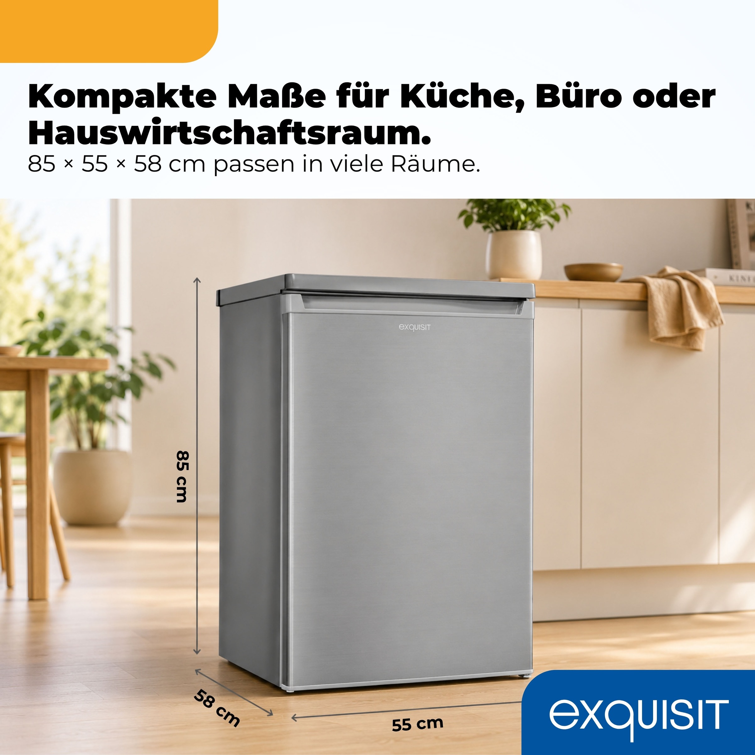 exquisit Kühlschrank »KS16-V-040C inoxlook« 85 cm hoch 55 cm breit Helles LED-Licht für optimale Innenraumbeleuchtung