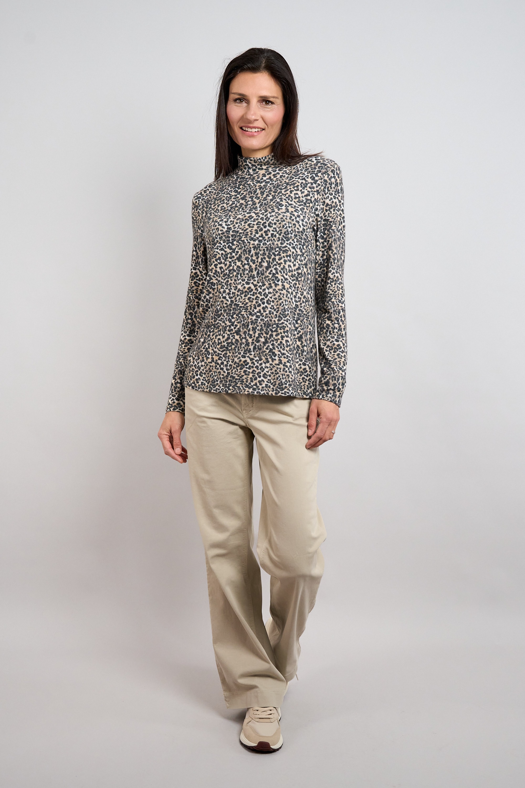 Seidel Moden Stehkragenpullover mit Stehkragen und in Leo-Optik - MADE IN GERMANY