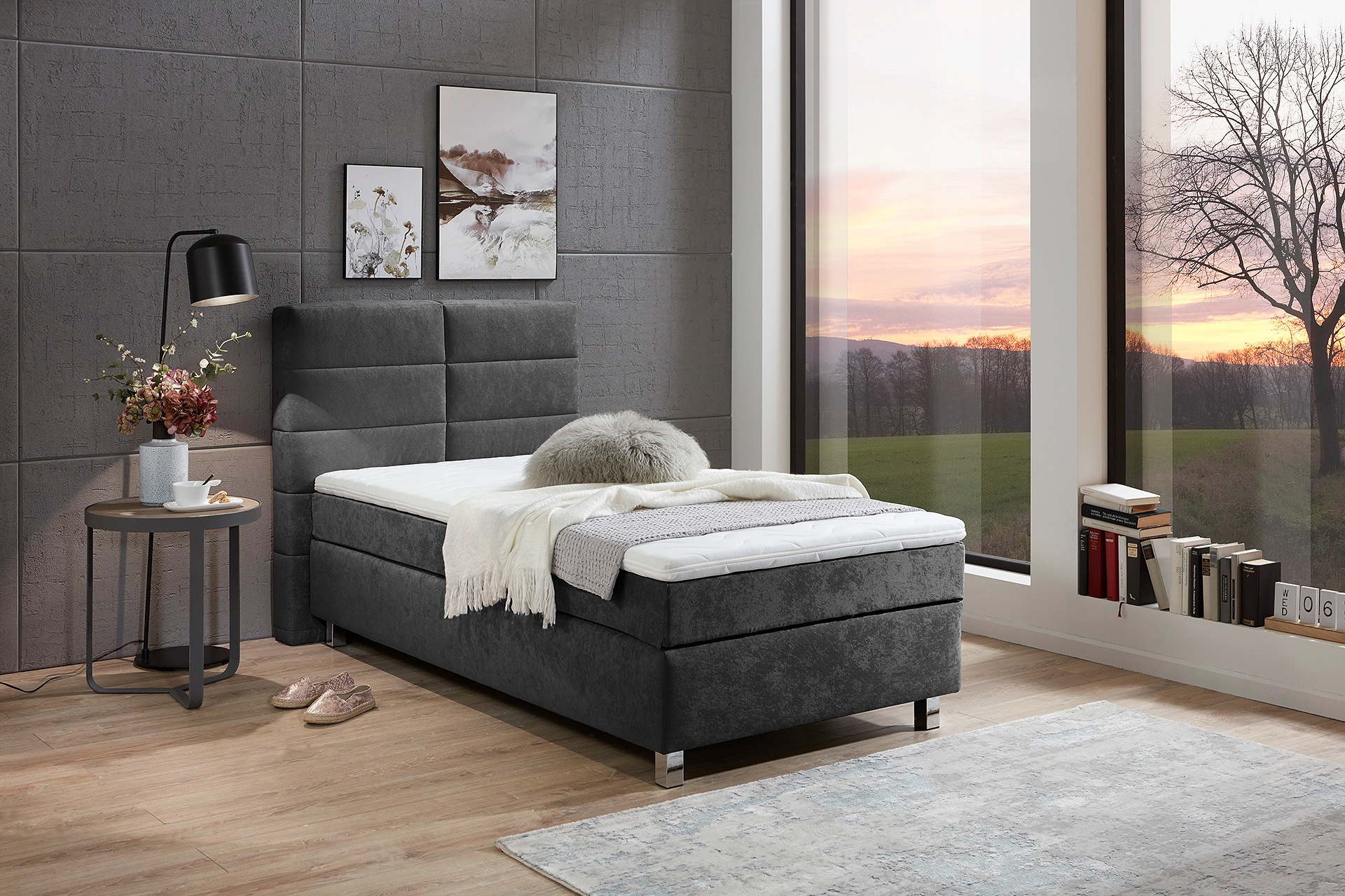 Westfalia Schlafkomfort Box Spring Bed Anthracite 105x210cm 4