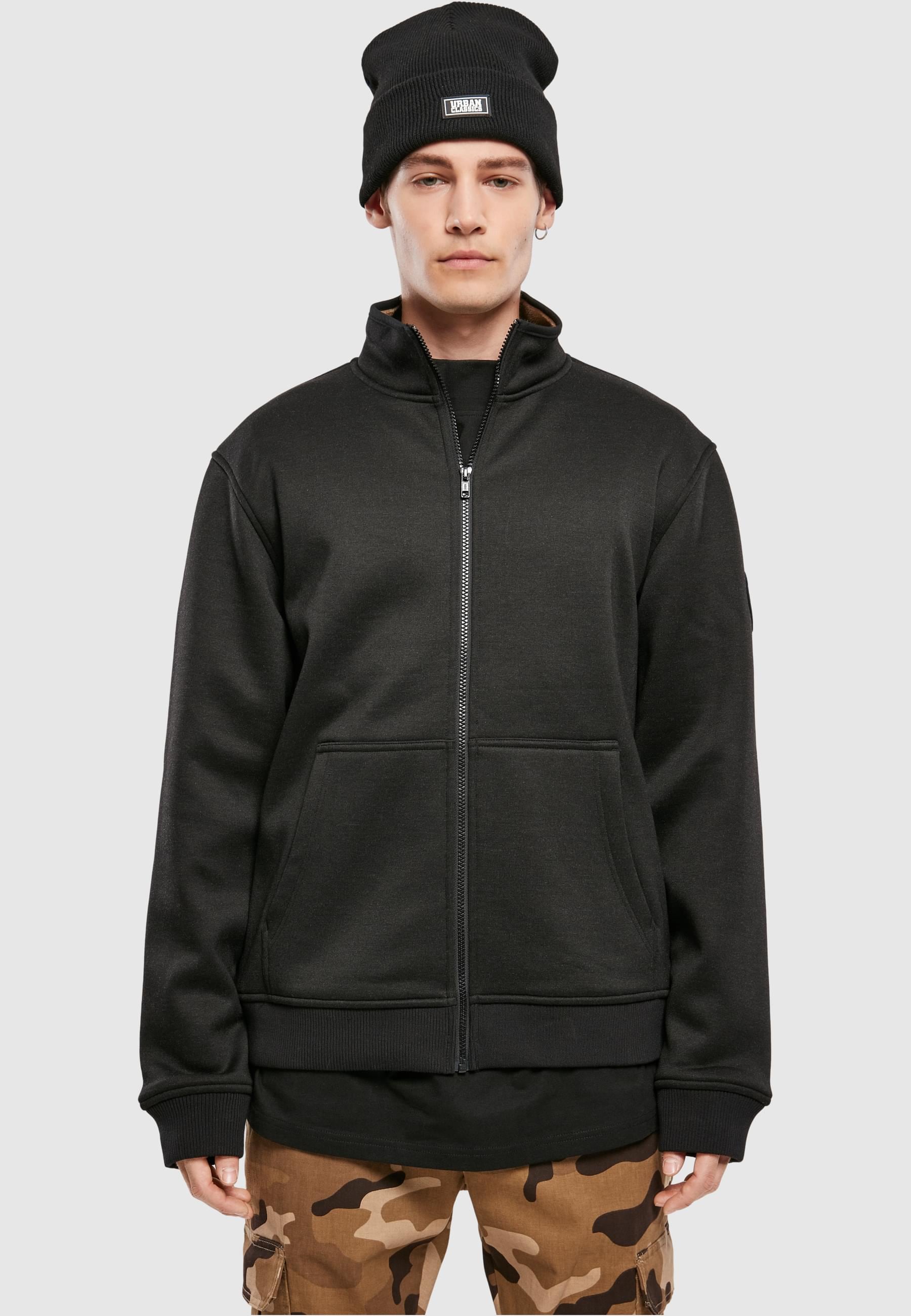 URBAN CLASSICS Anorak »Urban Classics Herren Teddy Bonded Zip Jacket«, (1 St.), ohne Kapuze