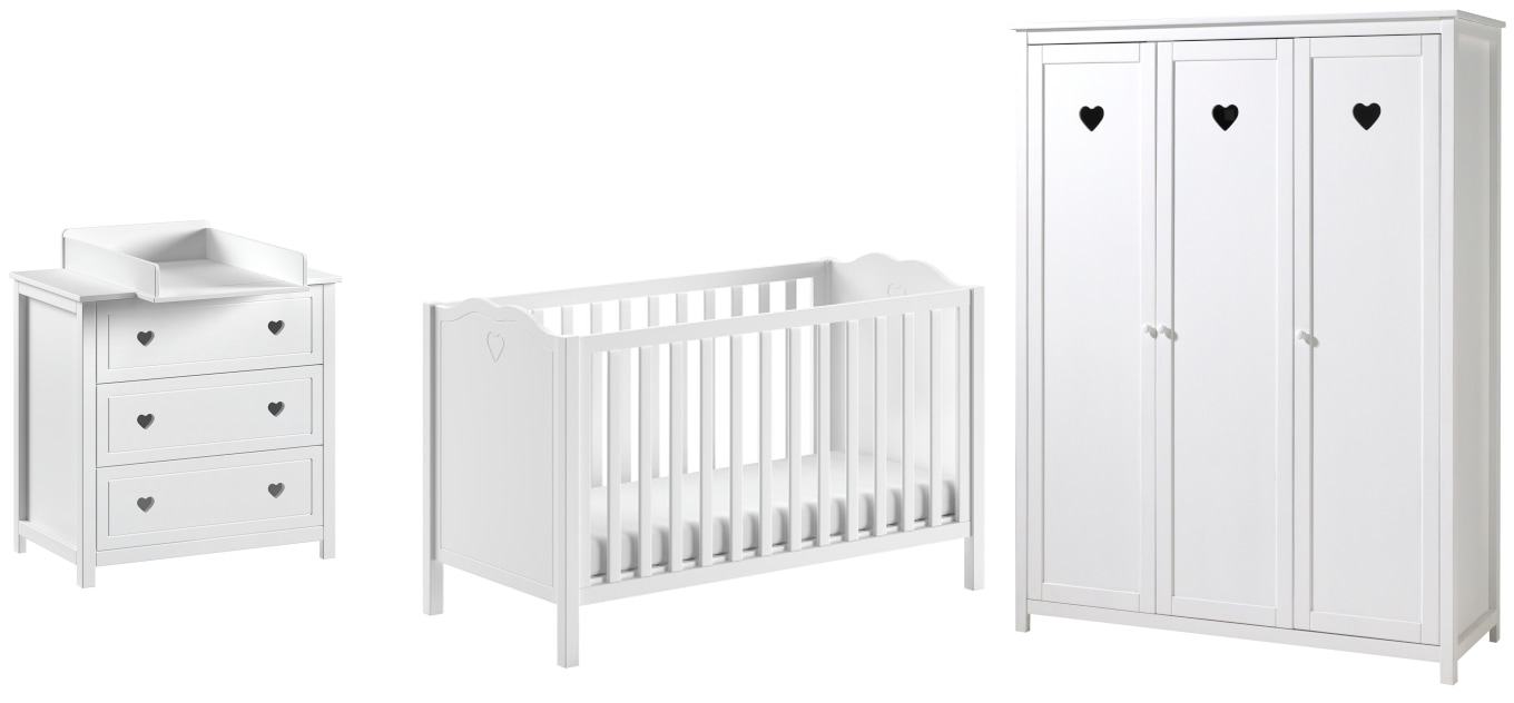 Vipack Babyzimmer-Komplettset "Amori 4-tlg. mit Herz-Ornamenten, MDF/Massiv günstig online kaufen