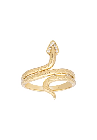 CAÏ Fingerring »925 Silber vergoldet Schlange mit Zirkonia«, strukturierte Oberfläche kaufen