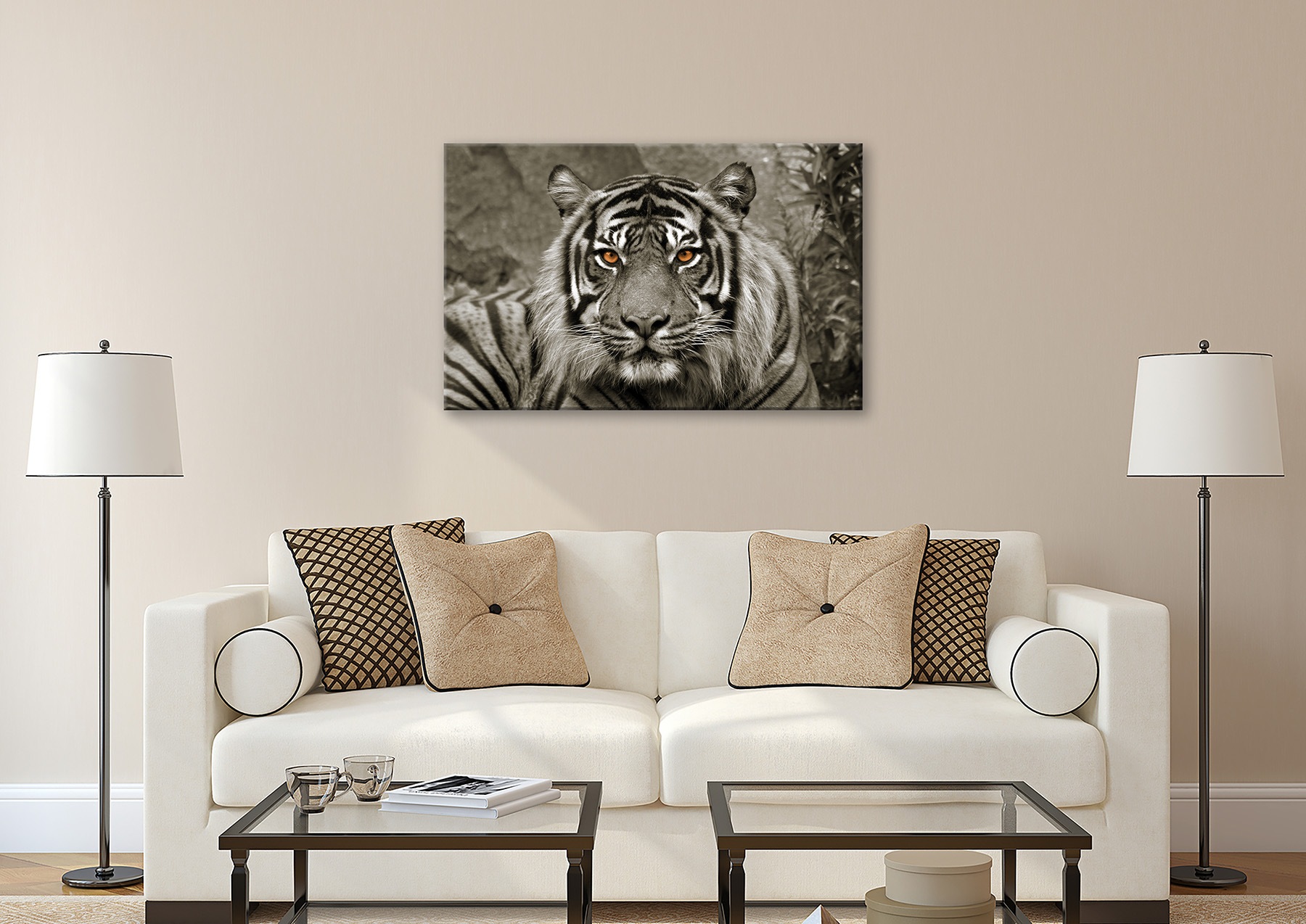 Bönninghoff Leinwandbild »Wandbild TIGER 78x118 cm – Leinwandbild Keilrahmen Deko modern« Raubkatzen | Tiger | Wildtiere 1 Stk. tlg. auf Keilrahmen gespannt