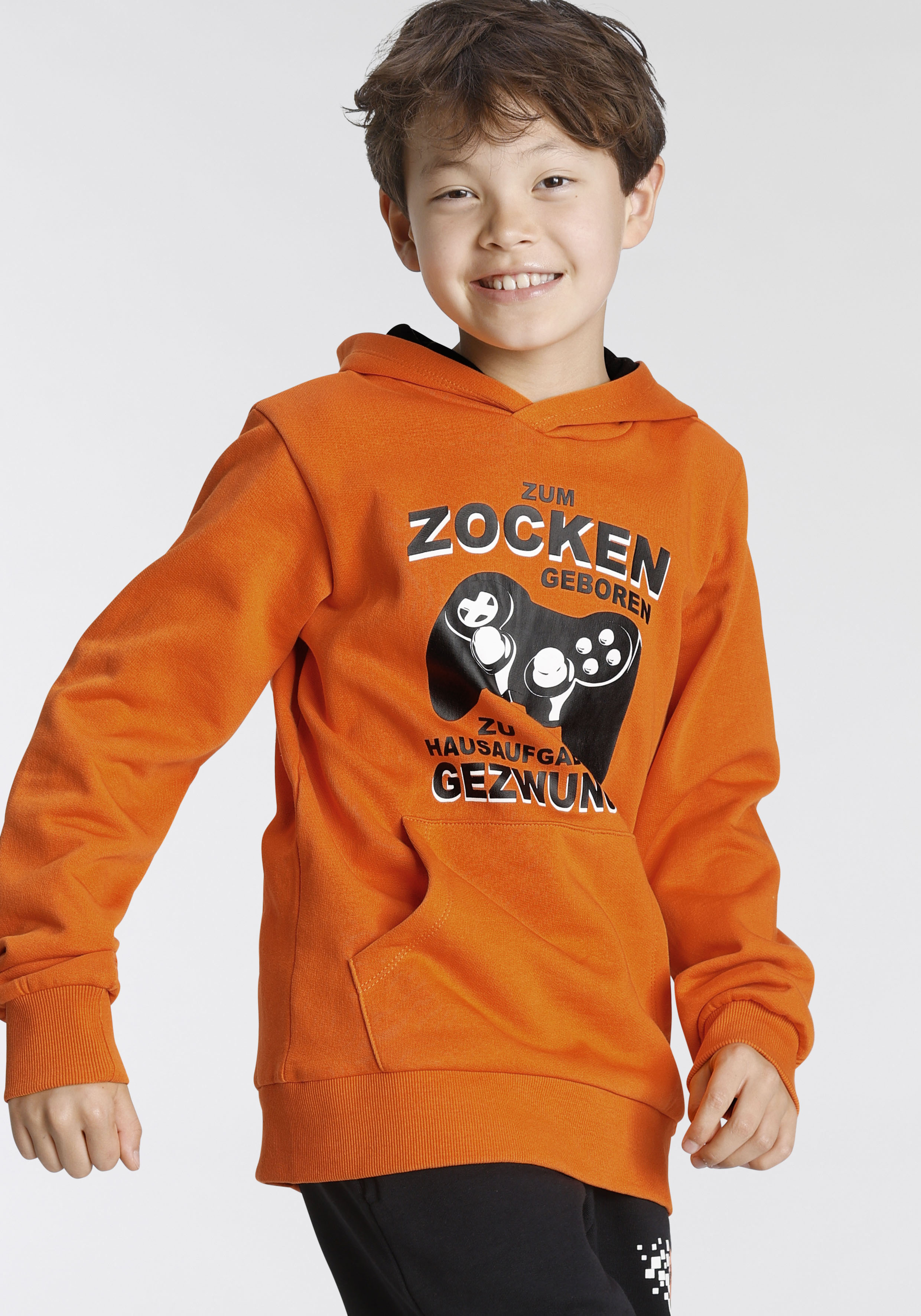 KIDSWORLD Kapuzensweatshirt "FÜR ZOCKER", Langarm, mit Rippbündchen, bedruckt