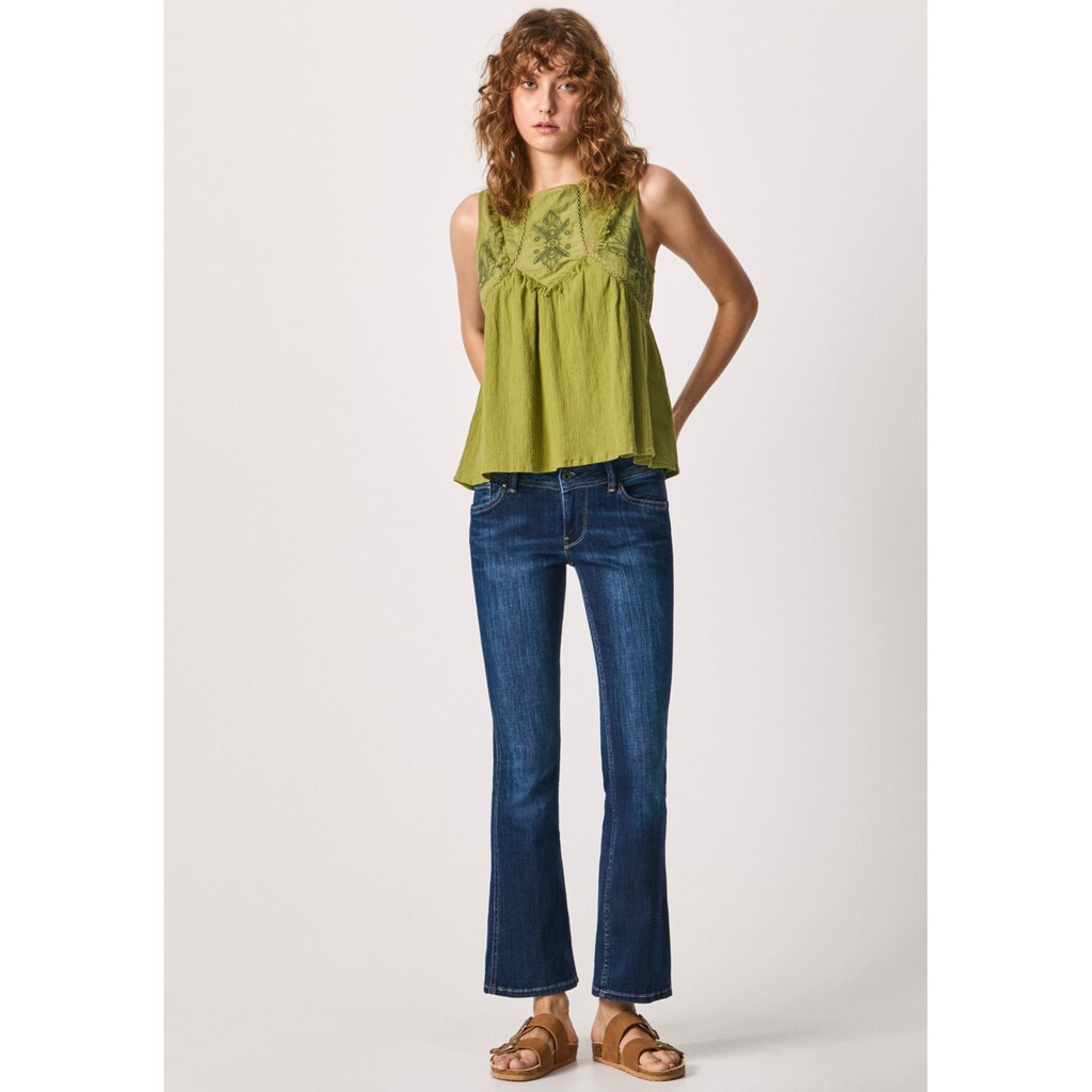 Damenmode Jeans Pepe Jeans Bootcut-Jeans »NEW PIMLICO«, mit ausgestelltem Beinverlauf in elastischem Stretch-Denim dark-blue Damenmode Jeans Pepe Jeans Bootcut-Jeans »NEW PIMLICO«, mit ausgestelltem Beinverlauf in elastischem Stretch-Denim dark-blue