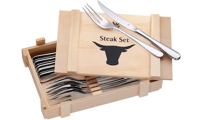 Steakbesteck, (Set, 12 tlg.), Cromargan® Edelstahl Rostfrei 18/10, inkl. Holzkiste