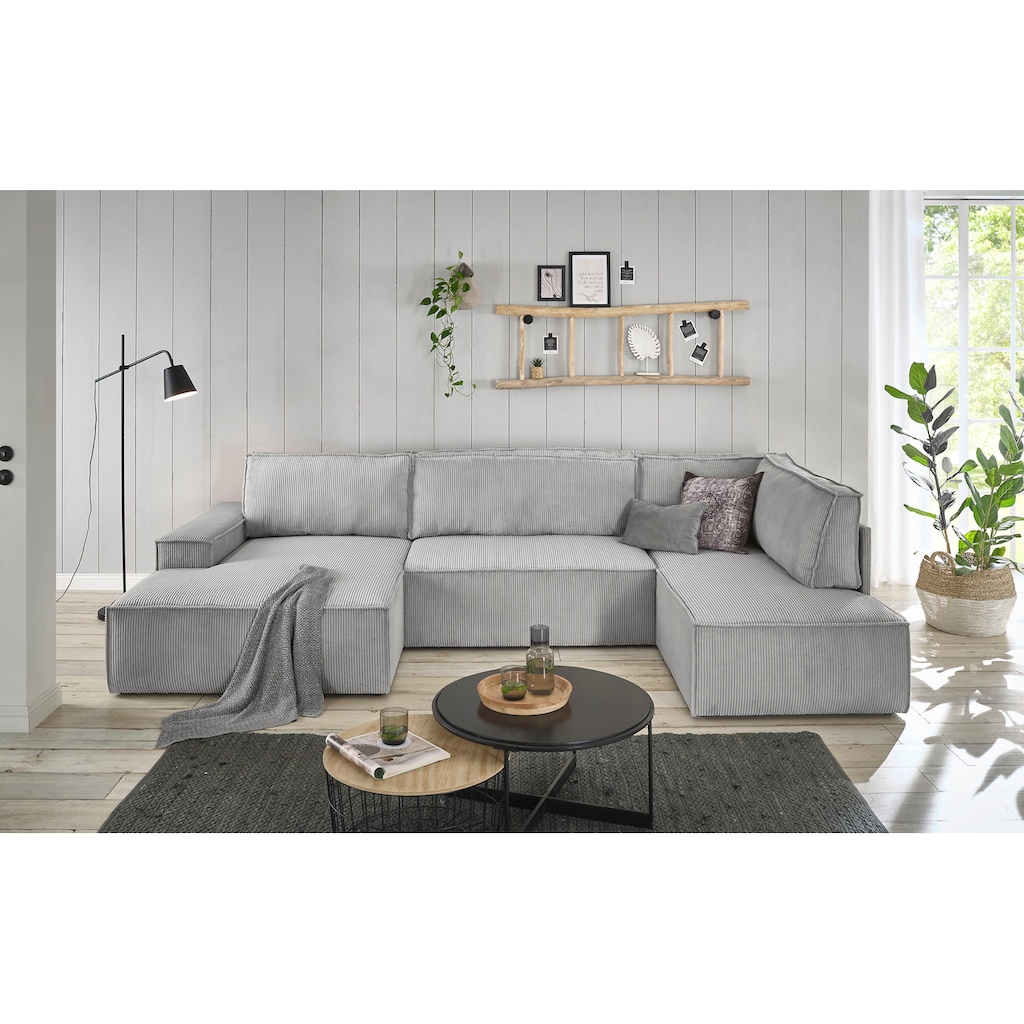 Home affaire Wohnlandschaft »SHERWOOD XXL 329 cm Schlafsofa, U-Form«