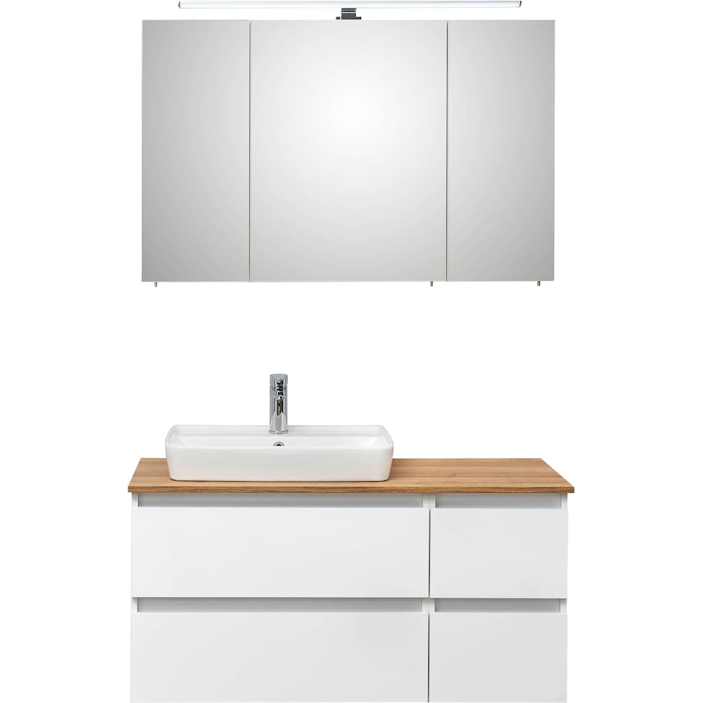 Saphir Badmöbel-Set »Quickset 360 2-teilig, Keramik-Aufsatzbecken mit LED-Spiegelschrank«, (2 St.)