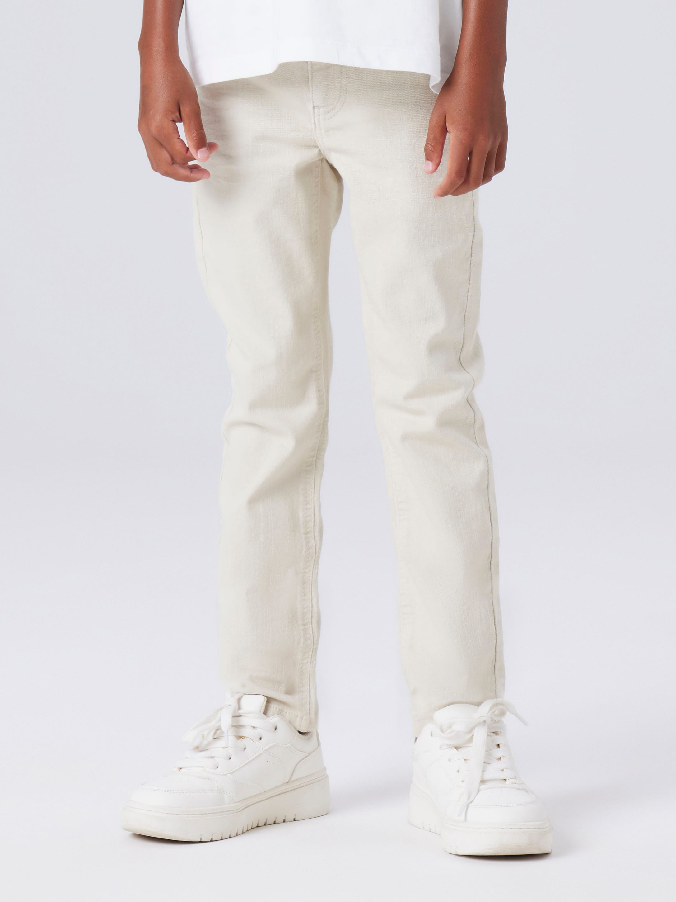 NAME IT Jungen Röhrenhose "NKMTHEO für Jungen mit verstellbarem Bund und schmaler Silhouette", beige, Gr. 122, Twill, Obermaterial: 98% Baumwolle, 2%