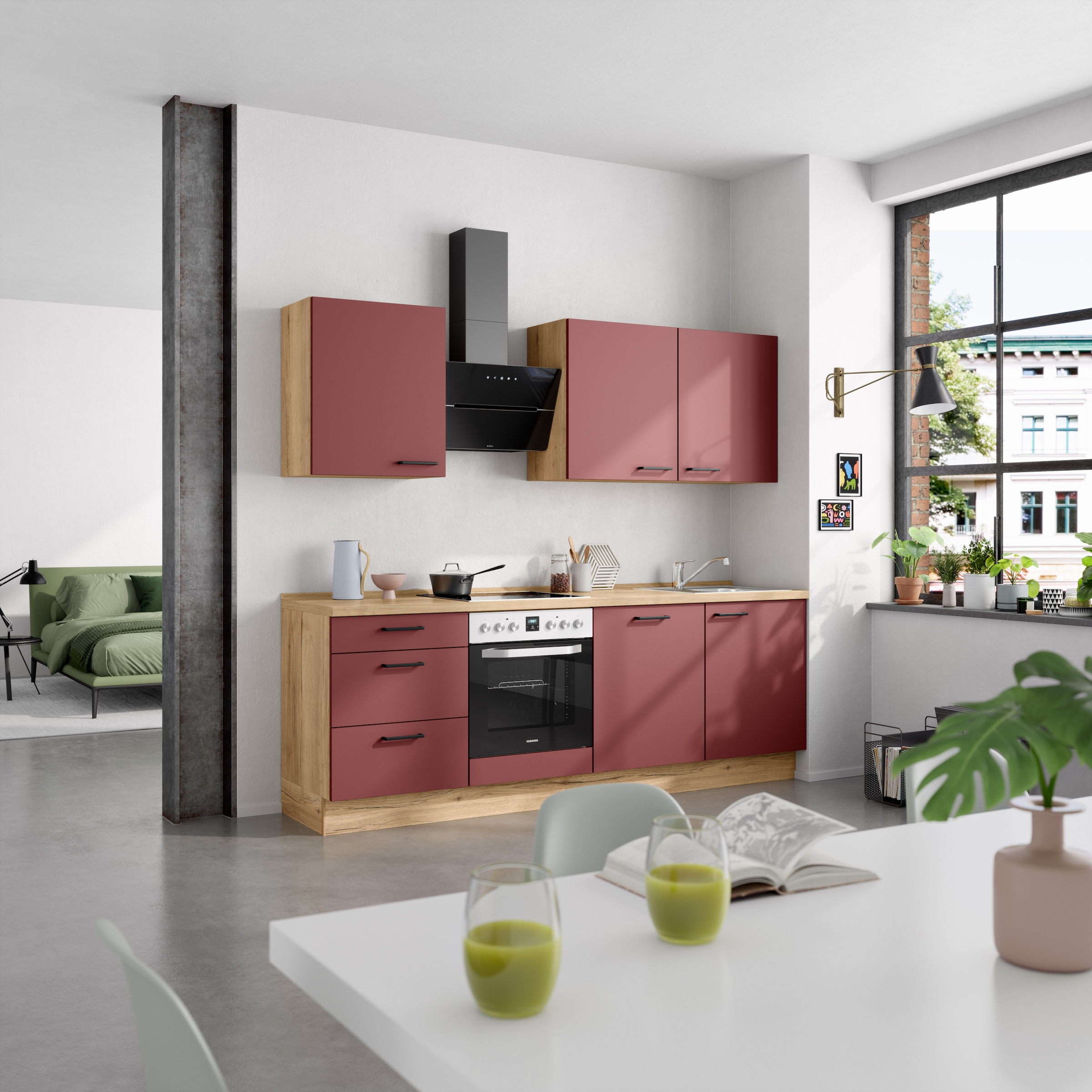 nobilia® Küchenzeile »"Easytouch II"«, vormontiert, Ausrichtung wählbar, Breite 240 cm, wahlw. mit E-Geräten