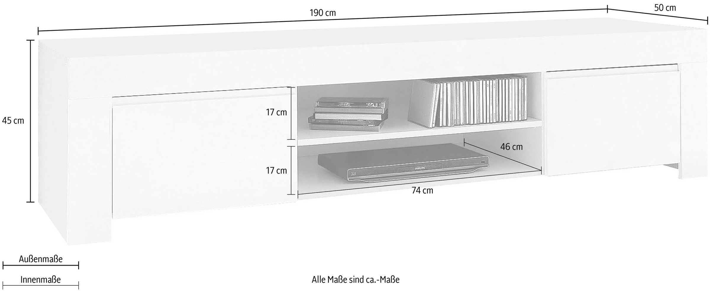 INOSIGN Lowboard "Amalfi, TV-Board", Breite 140 cm oder 190 cm günstig online kaufen