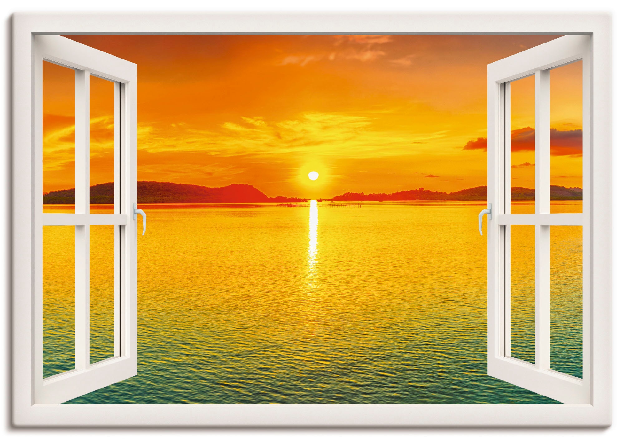 Artland Paveikslas »Fensterblick - Sonnenunter...