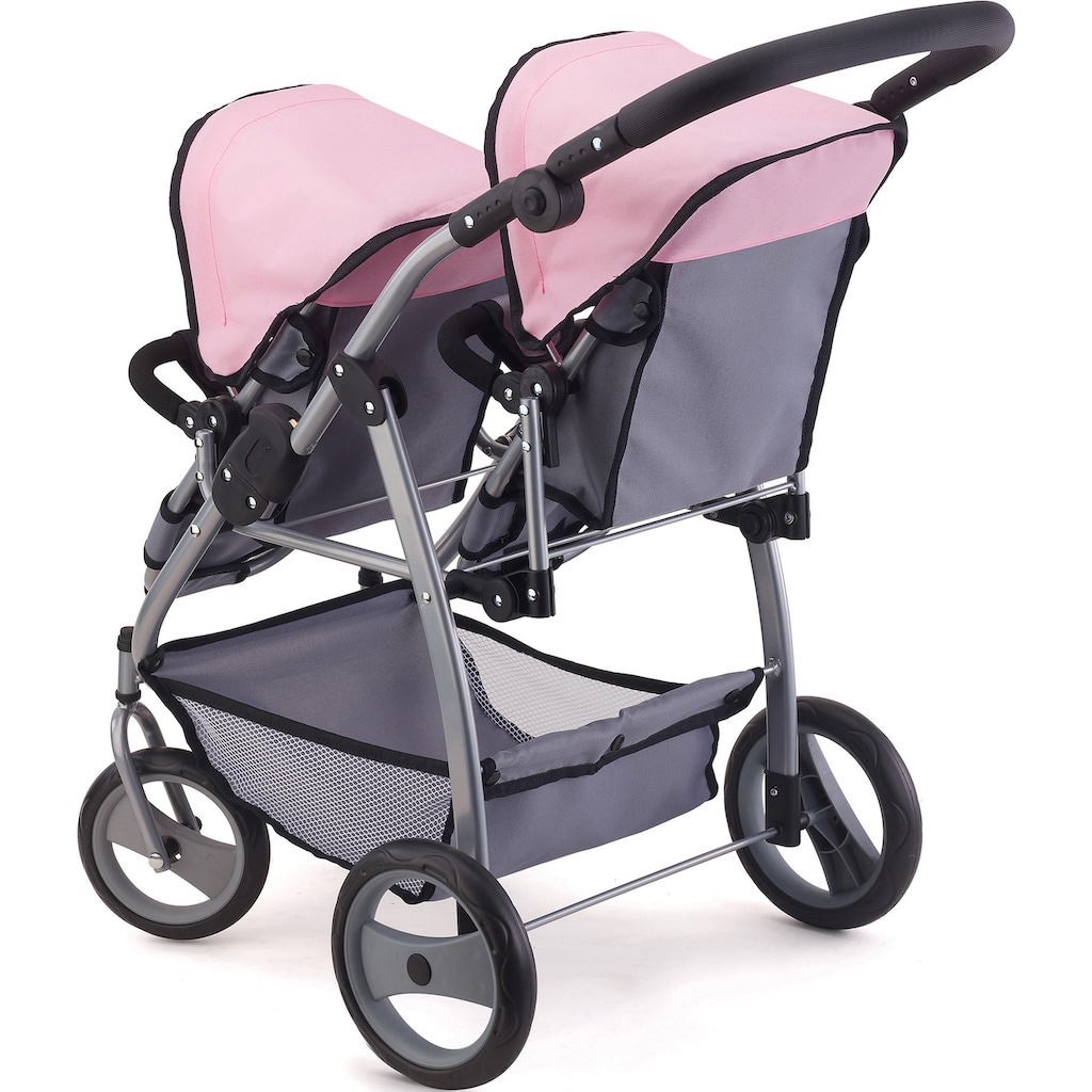 Bayer Puppen-Zwillingsbuggy »rosa/grau«