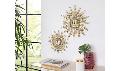 Leonique Wanddekoobjekt »Sonne, gold«, (2er-Set), Wanddeko, aus Metall, mit Spiegel,... kaufen