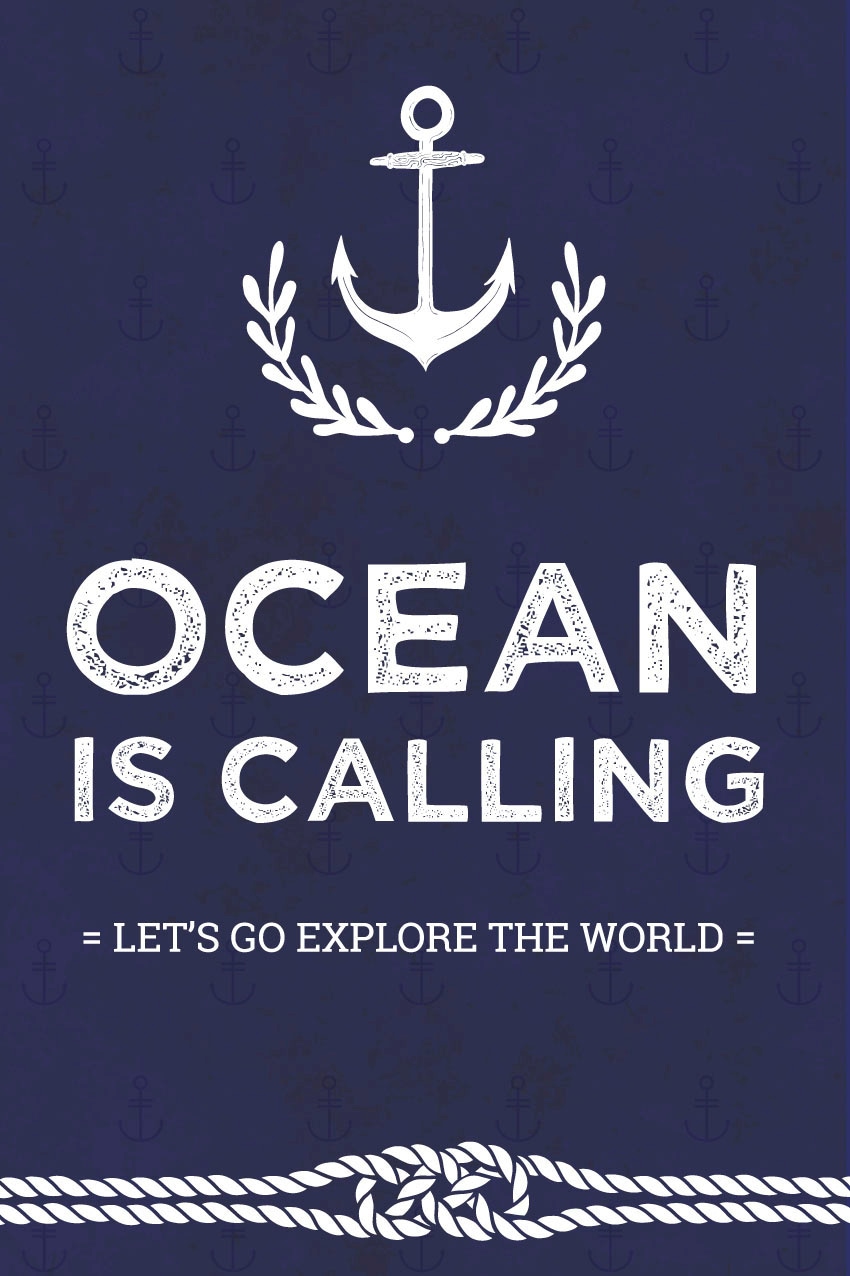 queence Metallbild »Ocean is calling«, Schriftzüge-Schriftzug-Anker, (1 St.), Stahlschilder