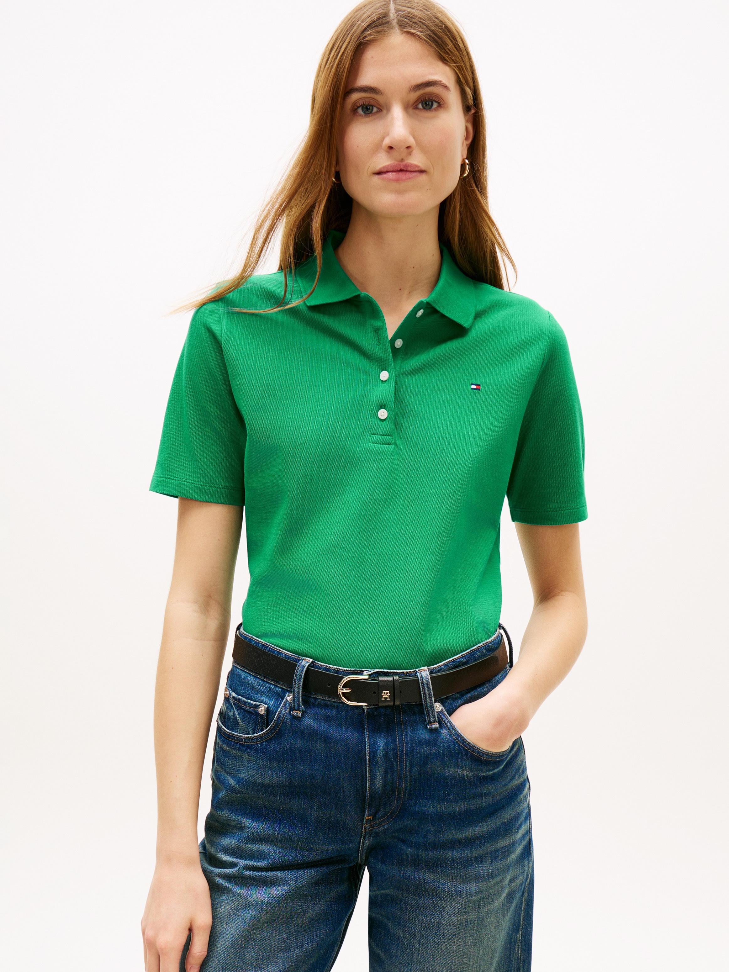 Tommy Hilfiger Poloshirt "1985 REG PIQUE POLO" mit Logo-Stickerei, Seitenschlitze, Regular Fit