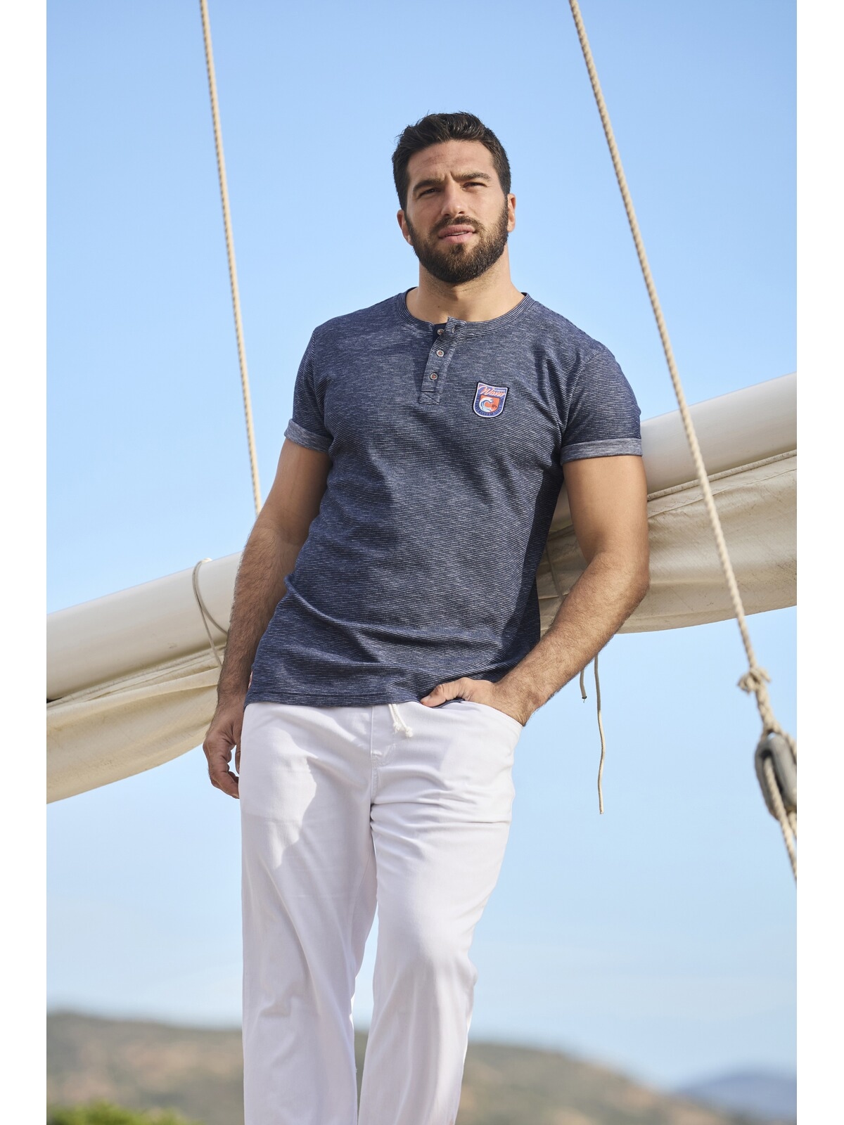Jan Vanderstorm T-Shirt »T-Shirt BENKT«, (1 tlg.), aus meliertem Stoff