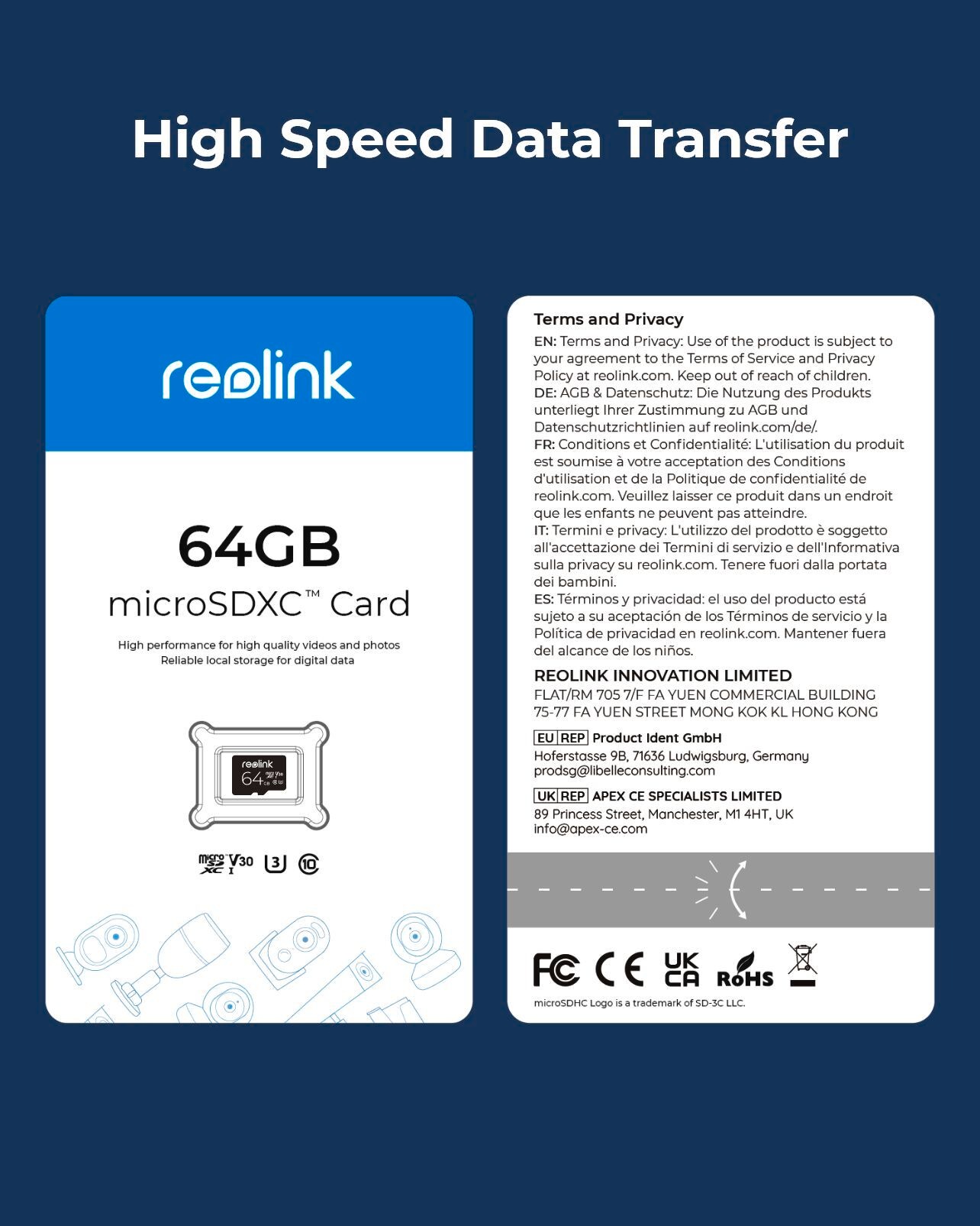 Reolink Speicherkarte »64GB microSD-Karte«, (Class 10), UHS-I, Klasse 10, U3