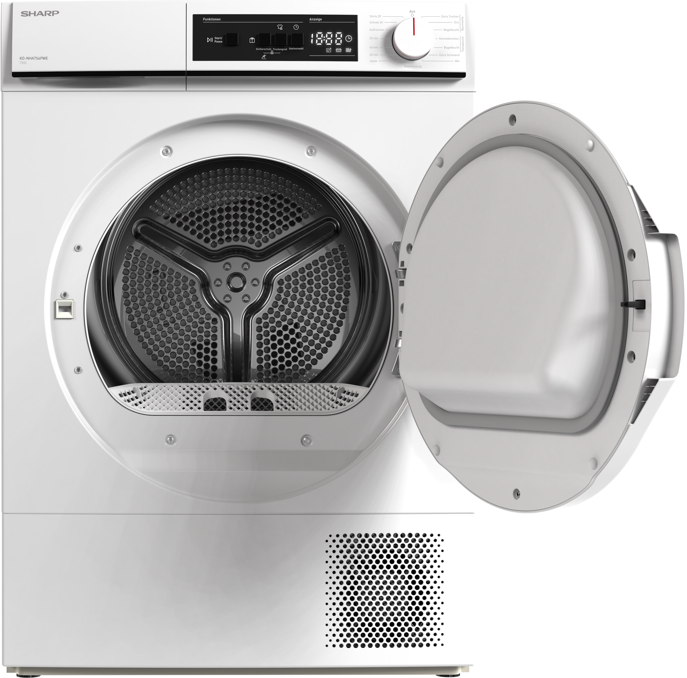 Sharp Wärmepumpentrockner »KD-NHA7S6PWE-DE« 7kg / EEK E / 3 Tasten / Plastik-Tür / Weiß
