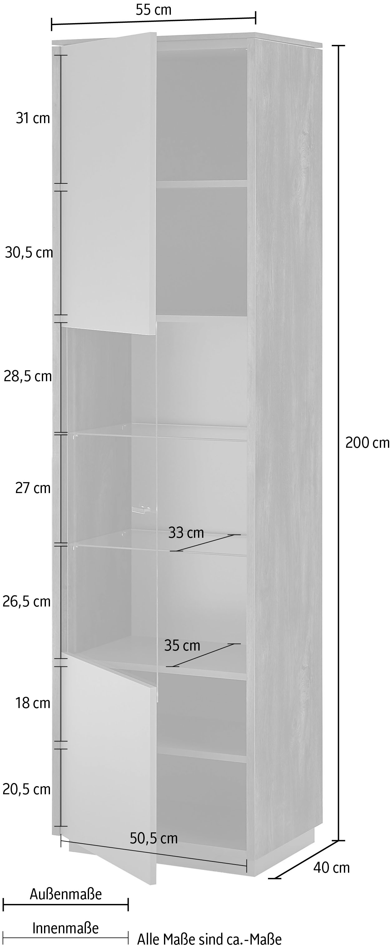 INOSIGN Vitrine »LARGO«, Soft-Close-Funktion, Höhe ca. 200 cm