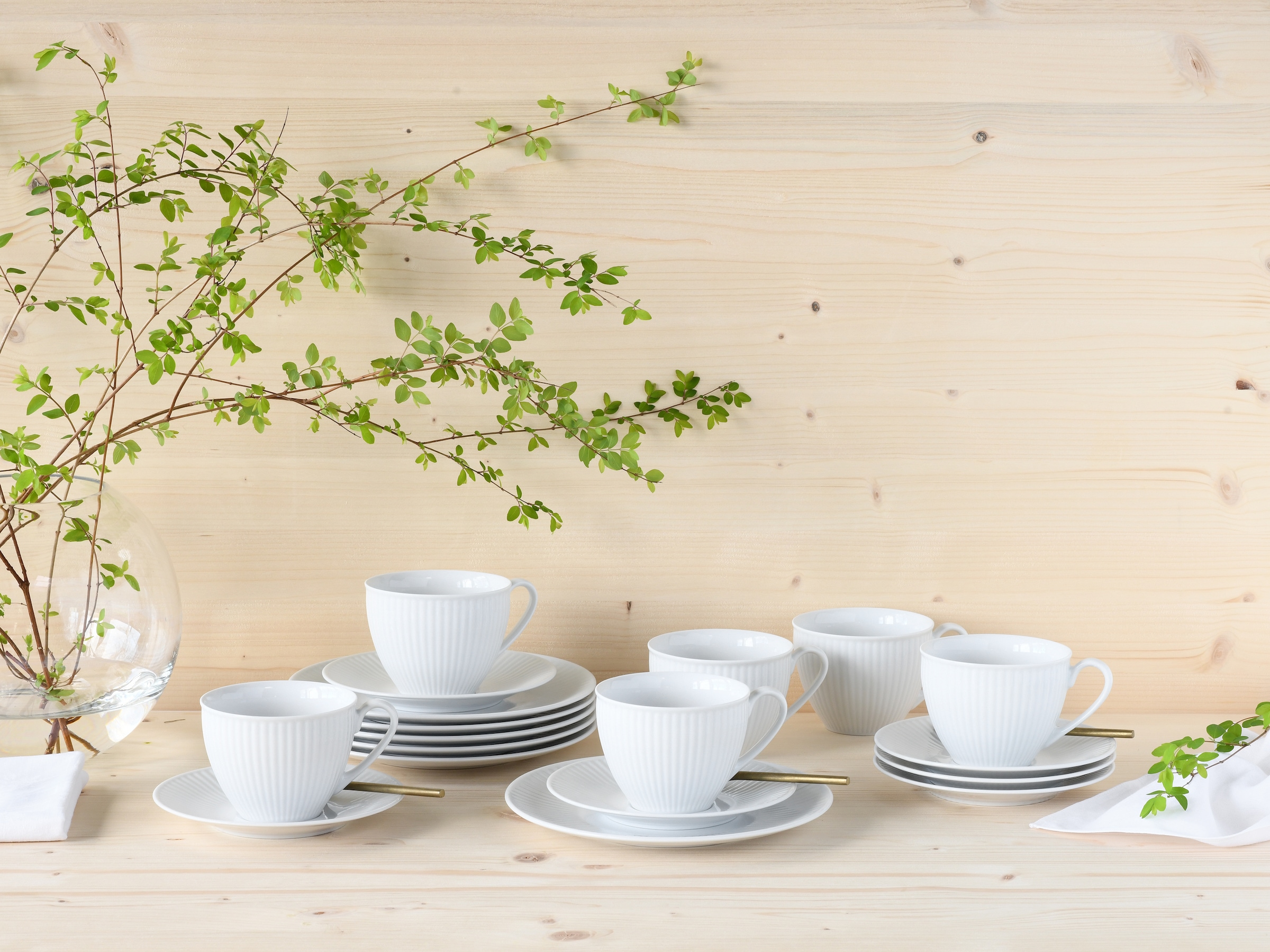 CreaTable Kaffeeservice »Valencia Weiß, Kaffee-Service 18-tlg«, (Set, 18 tlg.), Elegant, Boho Chic