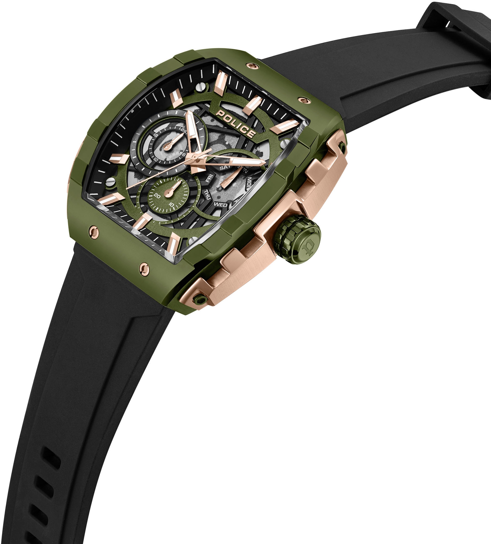 Police Multifunktionsuhr »FLASH«, Quarzuhr, Armbanduhr, Herrenuhr, Silikonarmband, analog