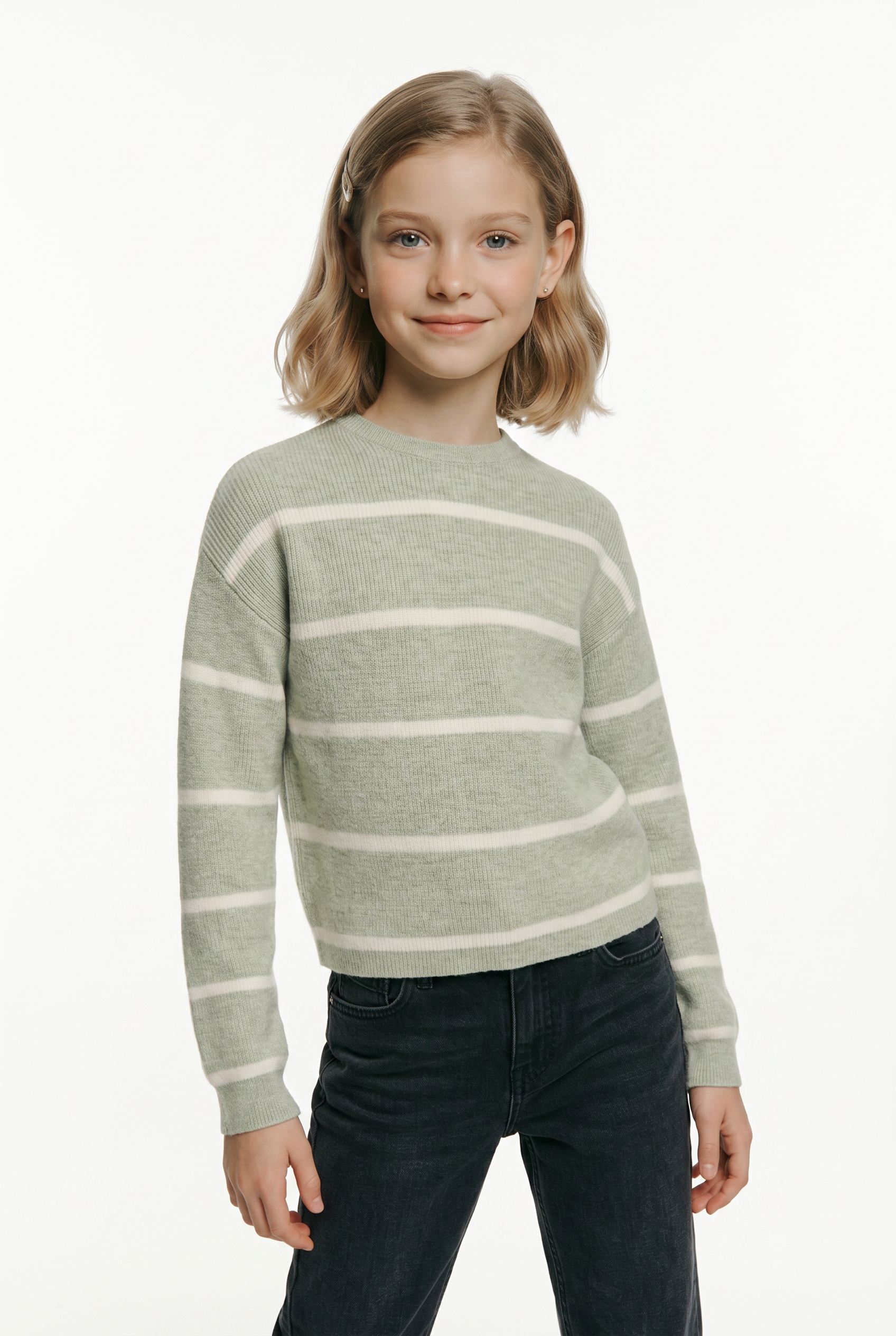 KIDS ONLY Strickpullover "KOGFRANCA SHORT L/S STRIPE KNT NOOS" Viskosemischung, loose fit
