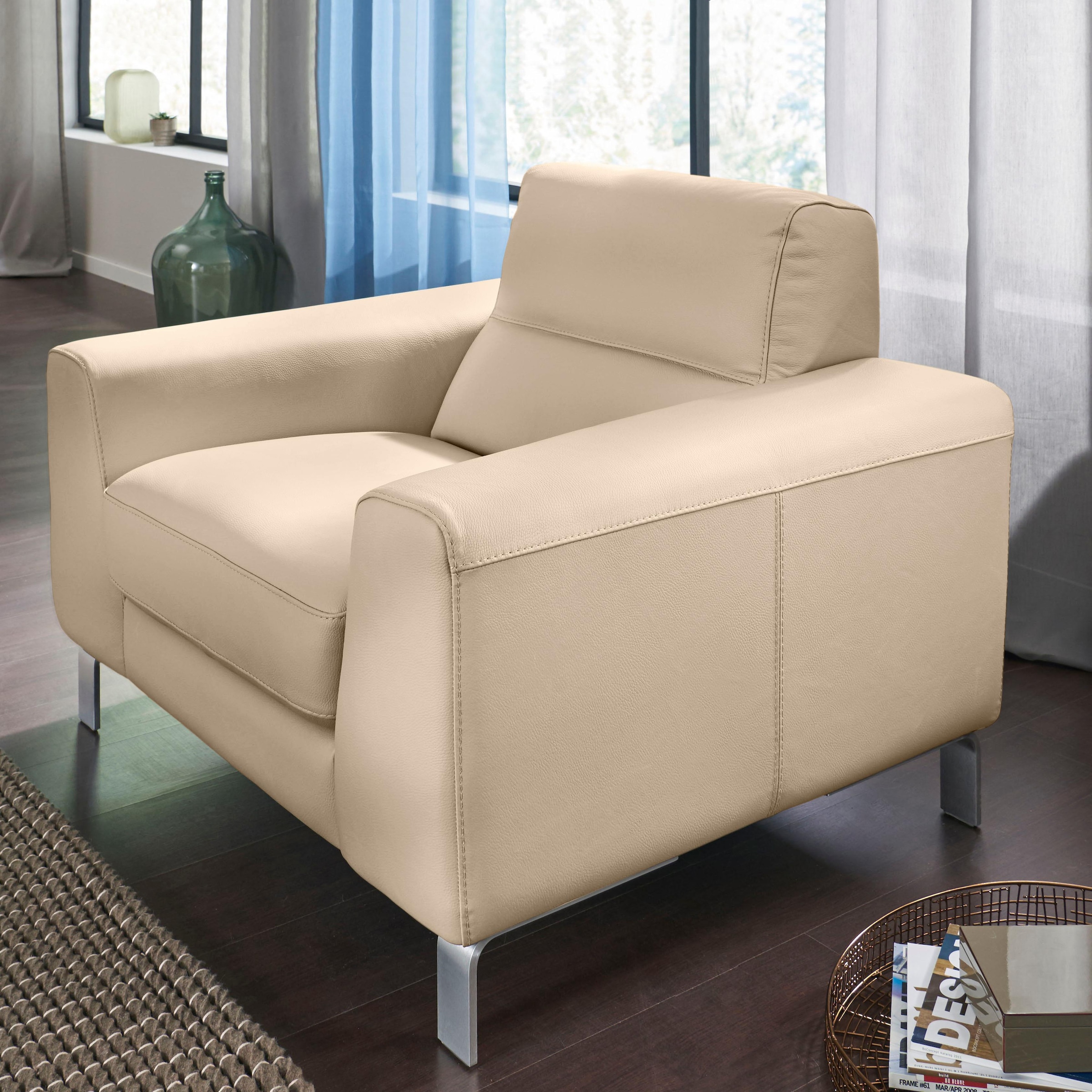 CALIA ITALIA Sessel »Simon Loungesessel, Designsessel, sehr bequem«, in zwei Lederqualitäten