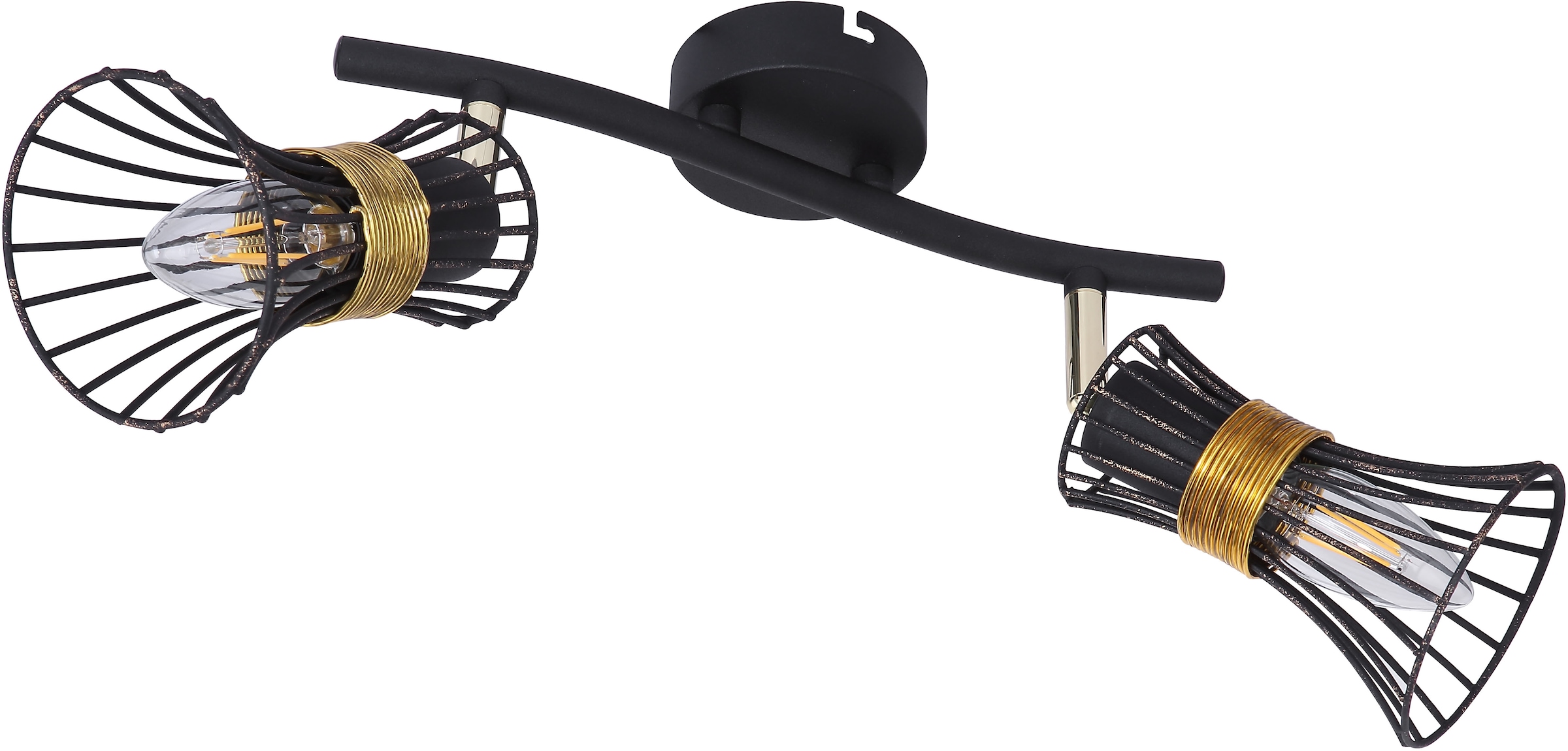 GLOBO LIGHTING Deckenstrahler »PURRA«, Leuchtmittel E14 | ohne Leuchtmittel, Deckenspot/schwarz/goldfarben/Metallstäbe/Flur