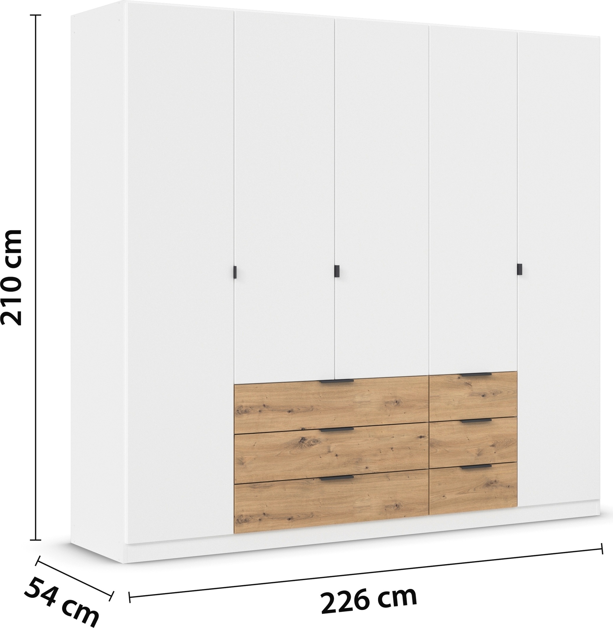 rauch Drehtürenschrank »Kleiderschrank Schrank Garderobe Schlafzimmerschrank DAVOA«, mit farblich abgesetzten Schubkästen in Eiche Artisan MADE IN GERMANY
