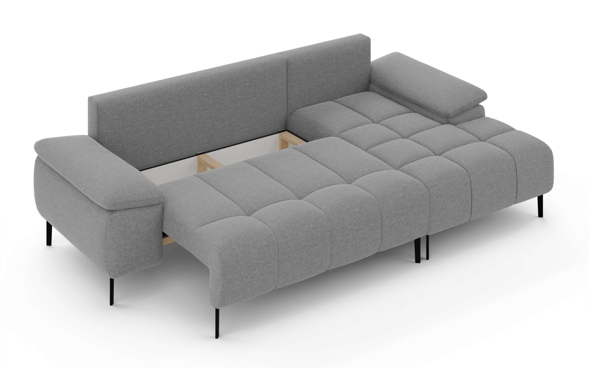 INOSIGN Ecksofa »DROMARA Schlafsofa mit Bettkasten, Maße: B/T/H 277/141/91 cm«, L-Form mit Recamiere rechts/links bestellbar, Wellenunterfederung