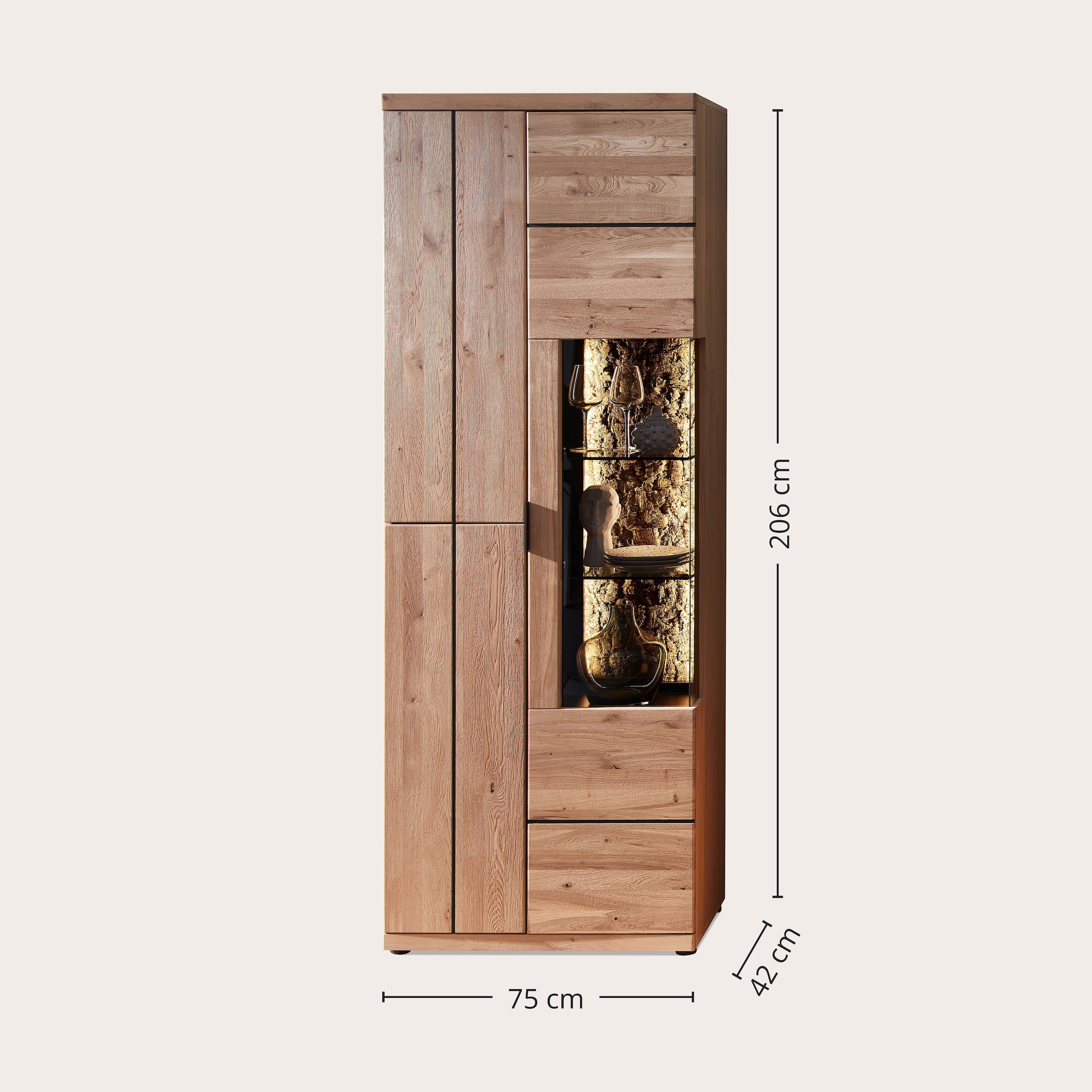 Wohnconcept Wohnwand »Donna Wohnwand, 290x207x50 (BxHxT) Echtkork Absetzung« 3 Stk. tlg.