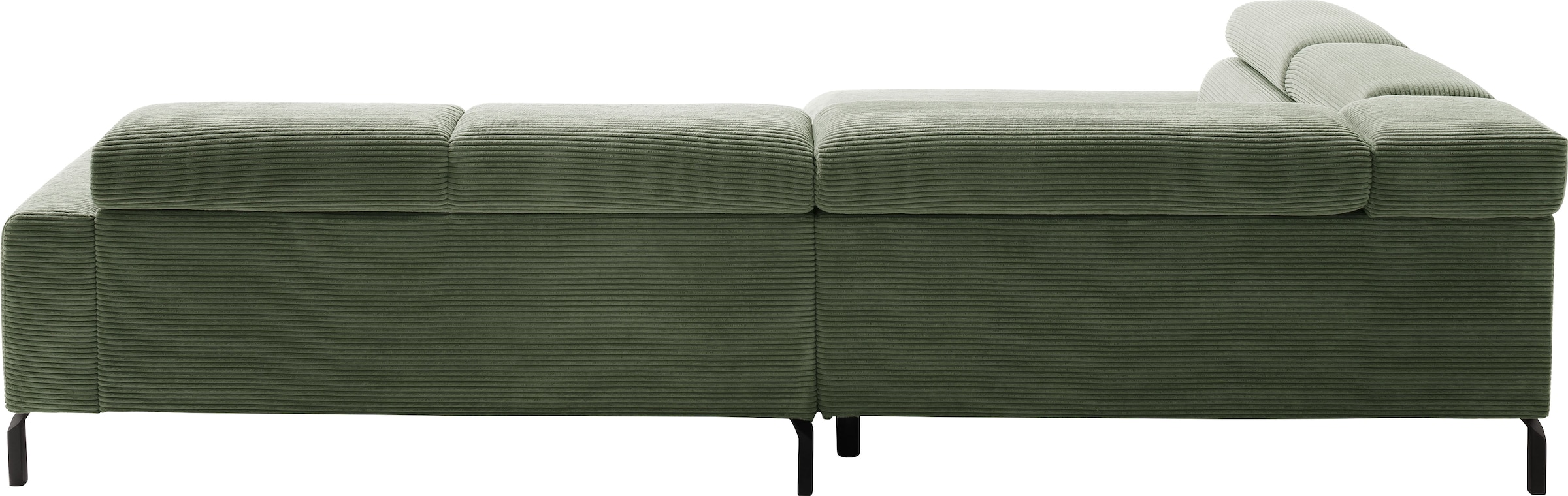 Places of Style Ecksofa »Antonelli, L-Form, inkl. Kopfteilverstellung, Breite 312 cm«, ohne Sitztiefenverstellung, in Cord, oliv