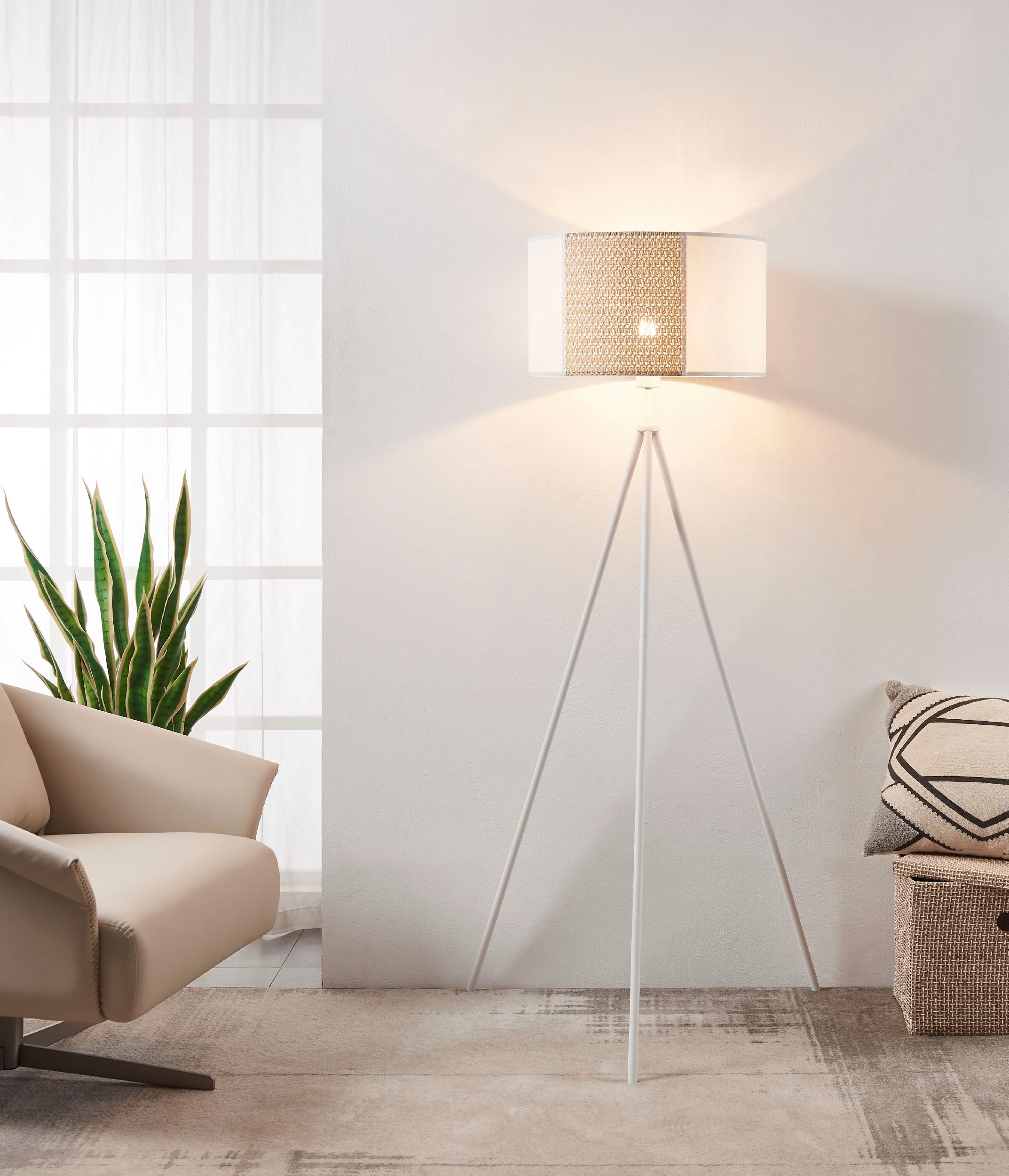 EGLO Stehlampe »ARNHEM«, Leuchtmittel E27 | Leuchtmittel wechselbar-ohne Leuchtmittel, Stehleuchte in weiß aus Stahl - exkl. E27 - 1X40W