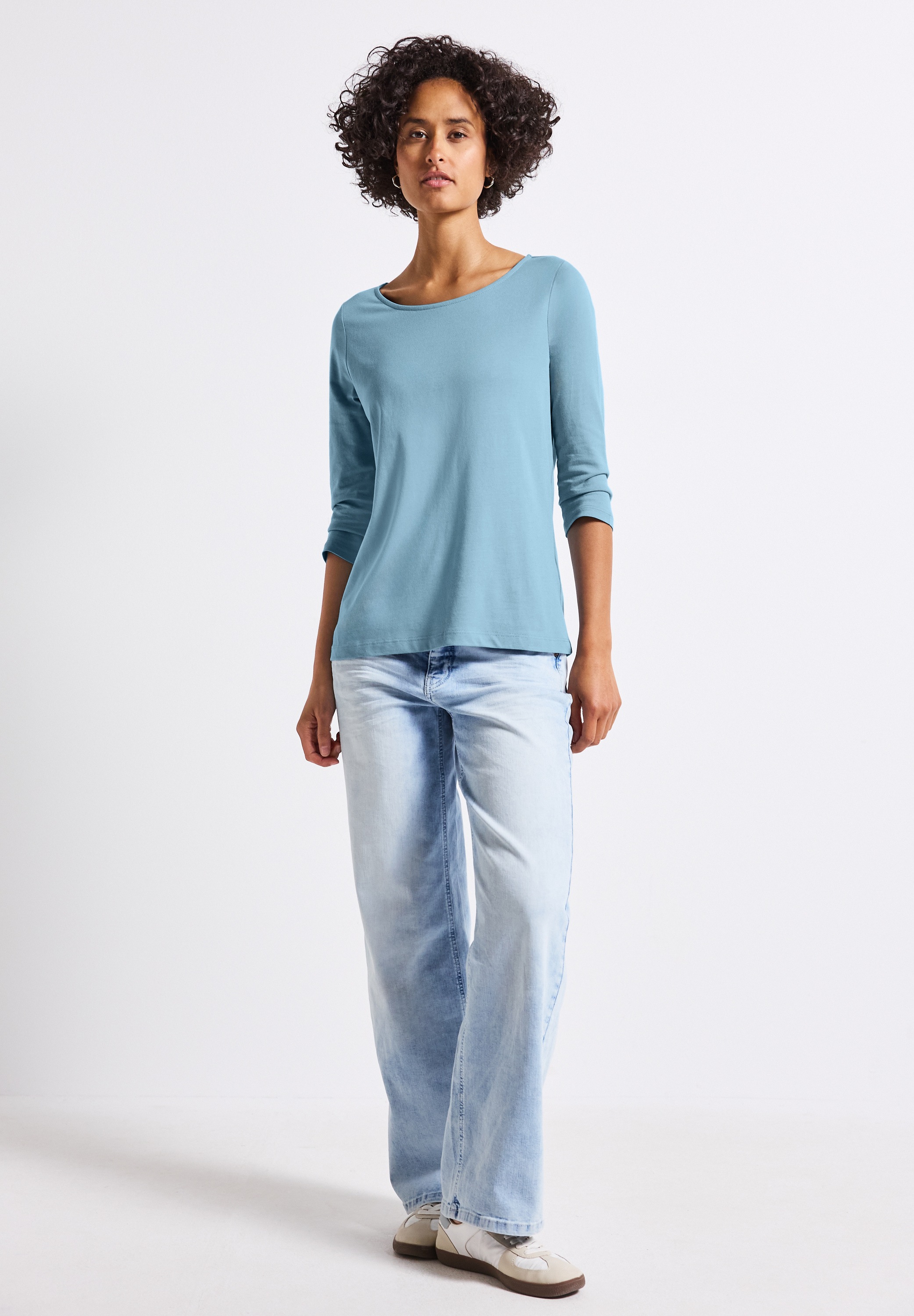 Thumbnail - STREET ONE Langarmshirt aus Baumwolle mit Stretchante