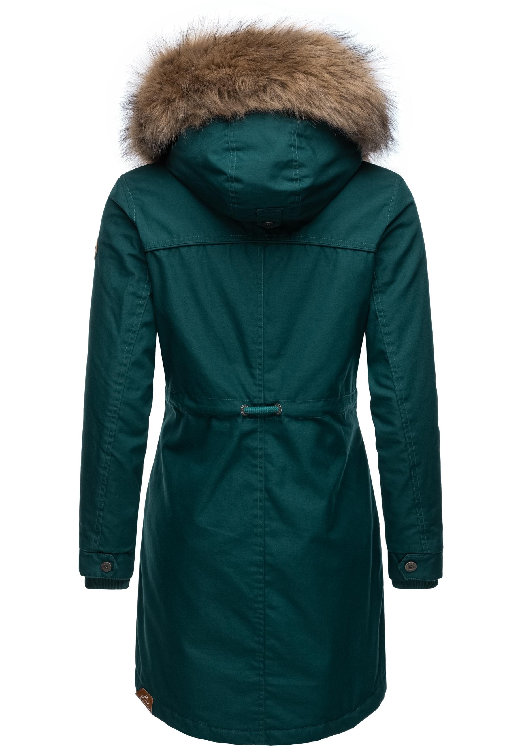 Ragwear Winterjacke »Tawny«, mit Kapuze, stylischer Winterparka mit großer Kapuze und Kunstfellkragen