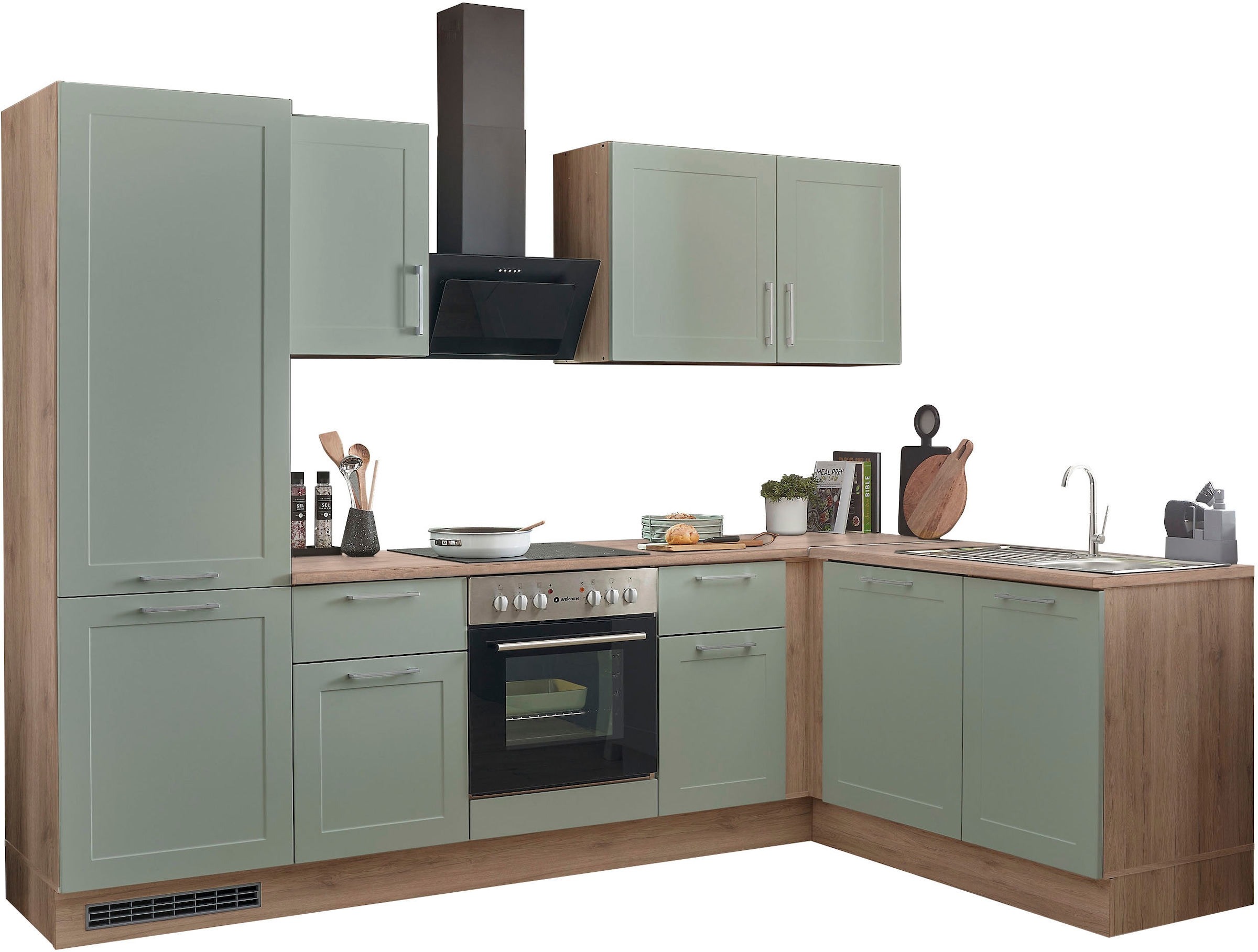 Küche »Marsi«, Stellmaße 280x175 cm, wahlweise mit E-Geräten, mit Soft-Close-Funktion