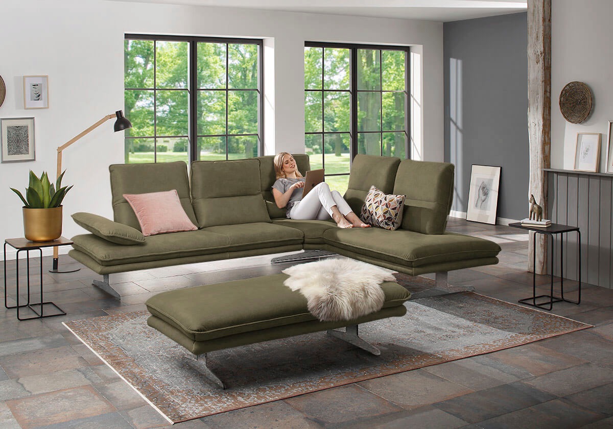 W.SCHILLIG Ecksofa »broadway, Designsofa, mit tollem Sitzkomfort, L-Form«, Sitztiefenverstellung, Kopfteil- & Seitenteilverstellung, Breite 284cm