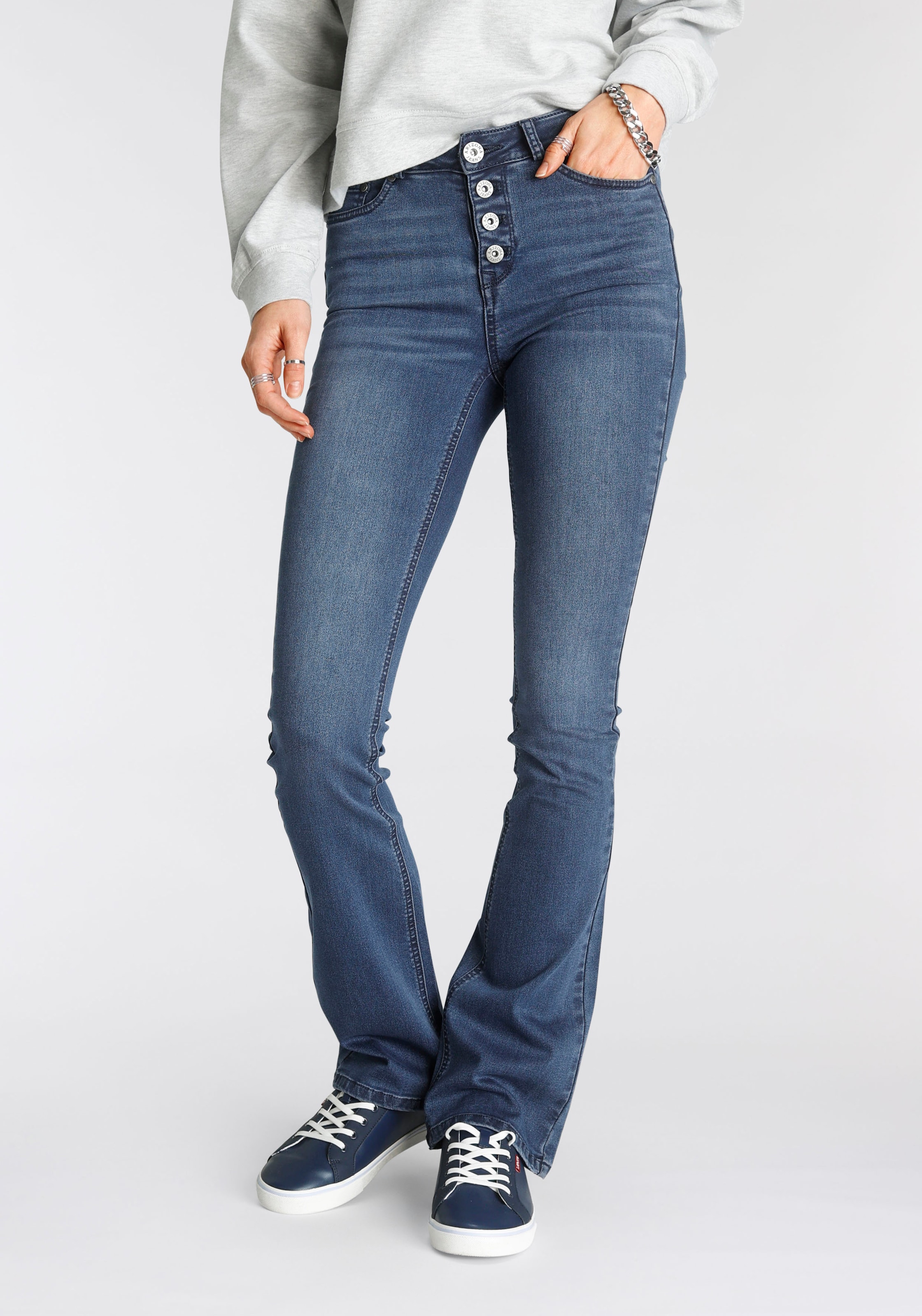 Arizona Bootcut-Jeans »Ultra BAUR mit Knopfleiste High Stretch«, | bestellen Waist durchgehender
