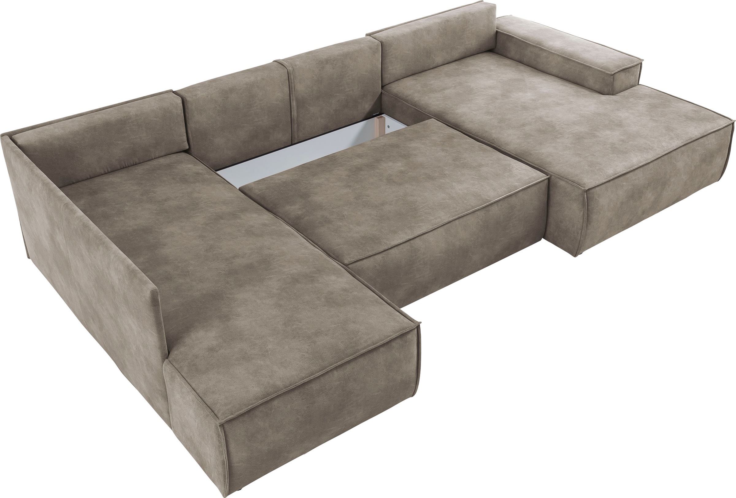 Home affaire Wohnlandschaft »SHERWOOD 329 cm, U-Form, Schlafsofa,«, Schlaffunktion m. Bettkasten (194x139 cm), Cord, Vintage, Samtvelours
