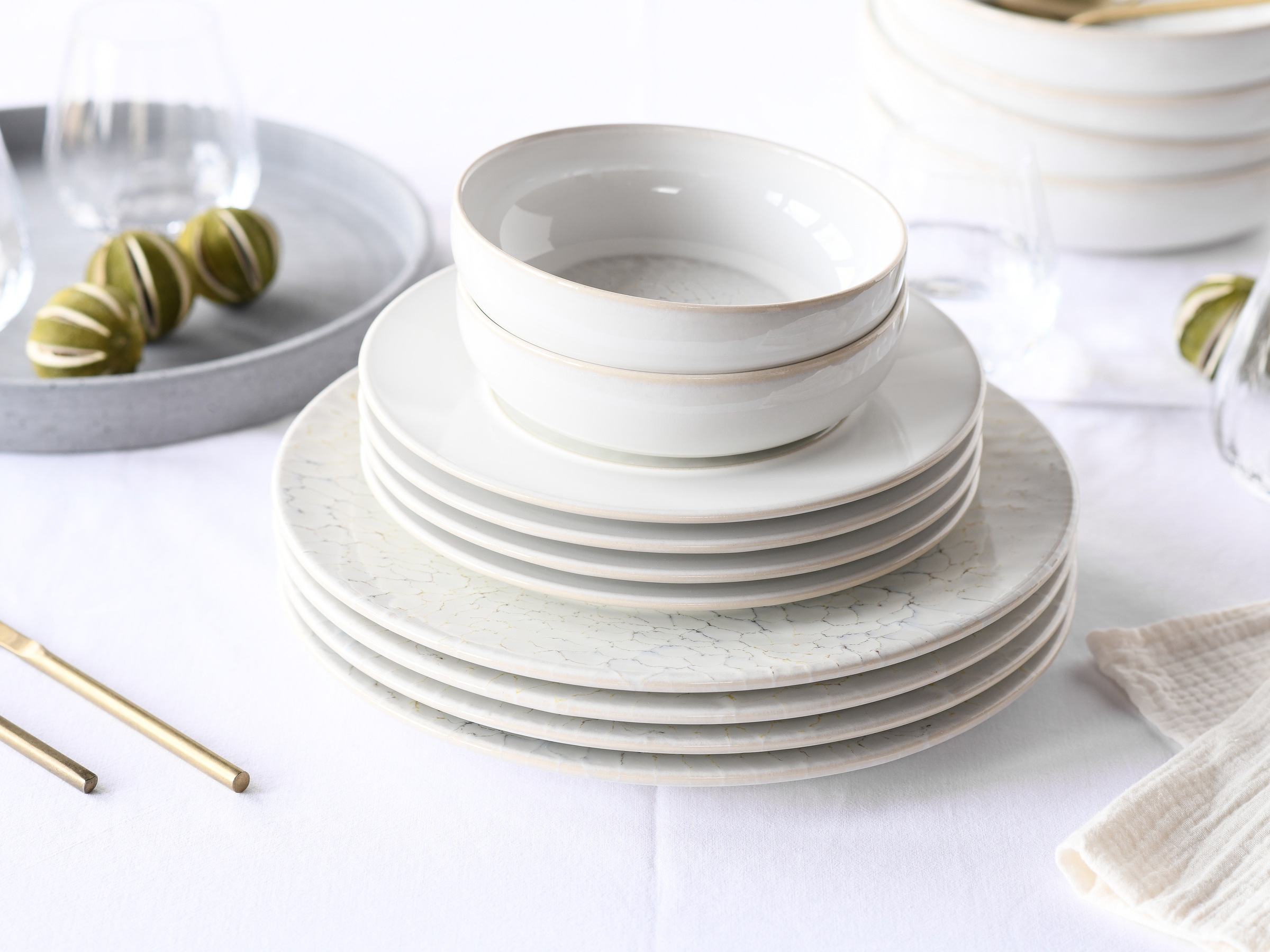 CreaTable Teller-Set »Unico, Tellerset 16-tlg.« Eleganter Flair, Breite Fahne, Edel