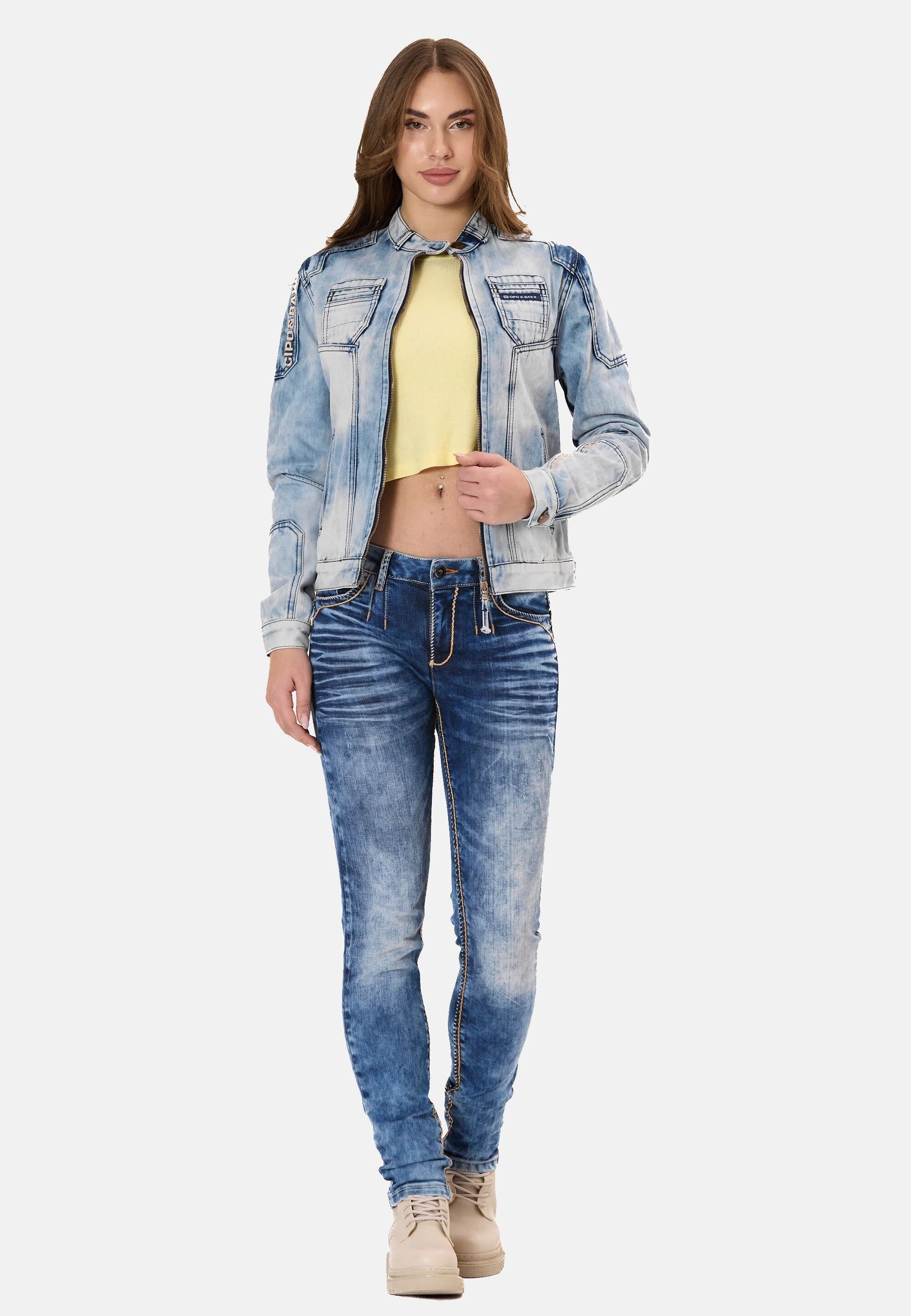 Cipo & Baxx Jeansjacke »WJ233« ohne Kapuze