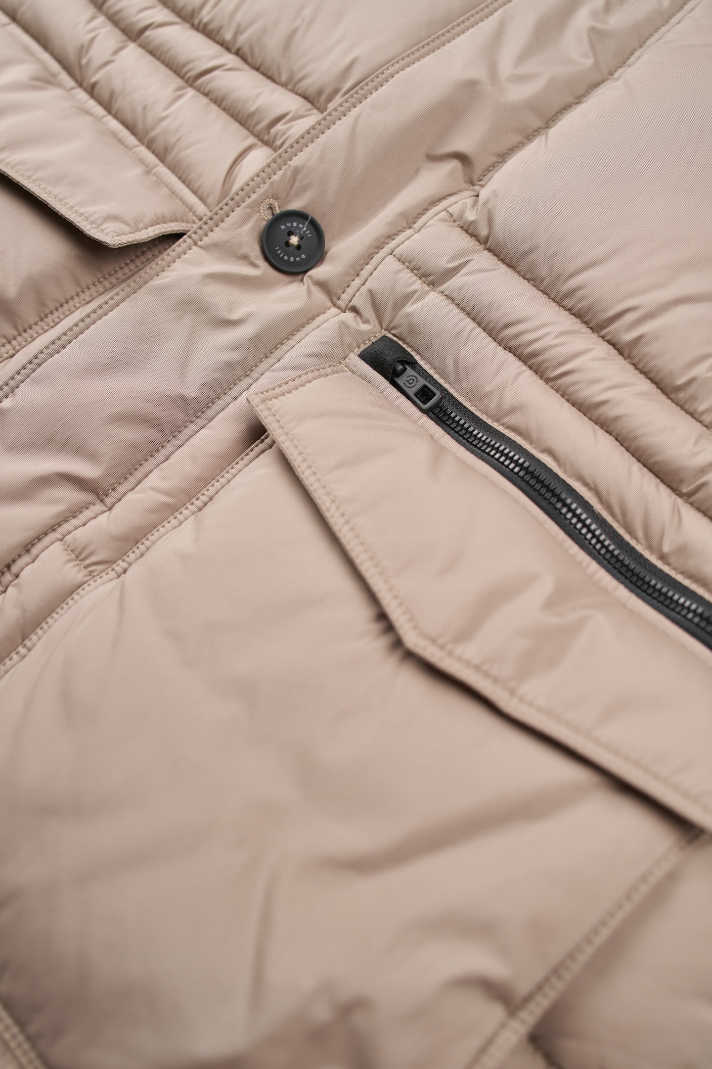 Kurzjacke BUGATTI, Herren, Gr. 50, beige, 100% Polyester, unifarben, regular fit, Bündchen, Jacken Kurzjacke, mit Stehkragen 3