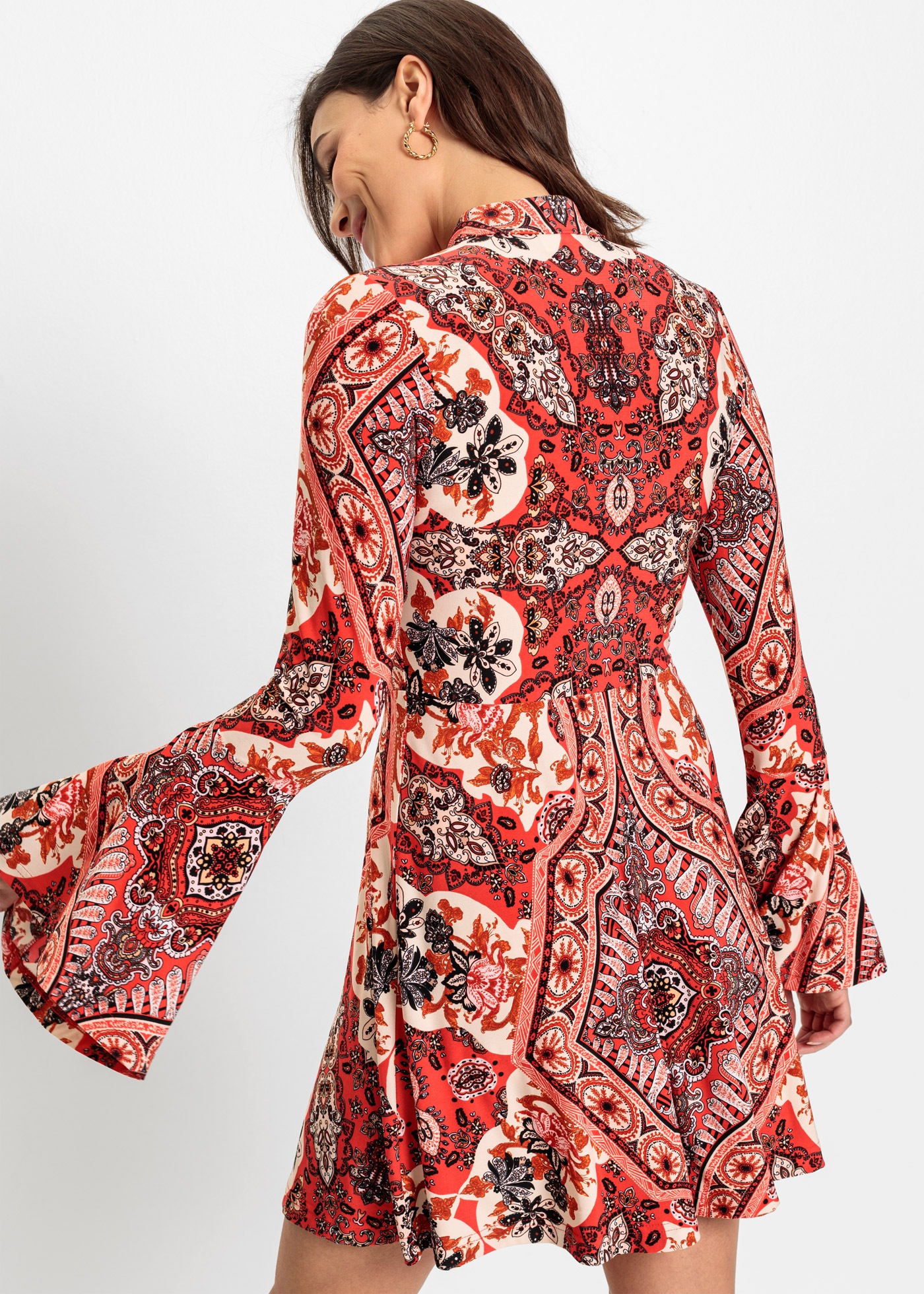 bonprix Jerseykleid für eleganten Look, aus Polyester und Elasthan, mit Ste günstig online kaufen