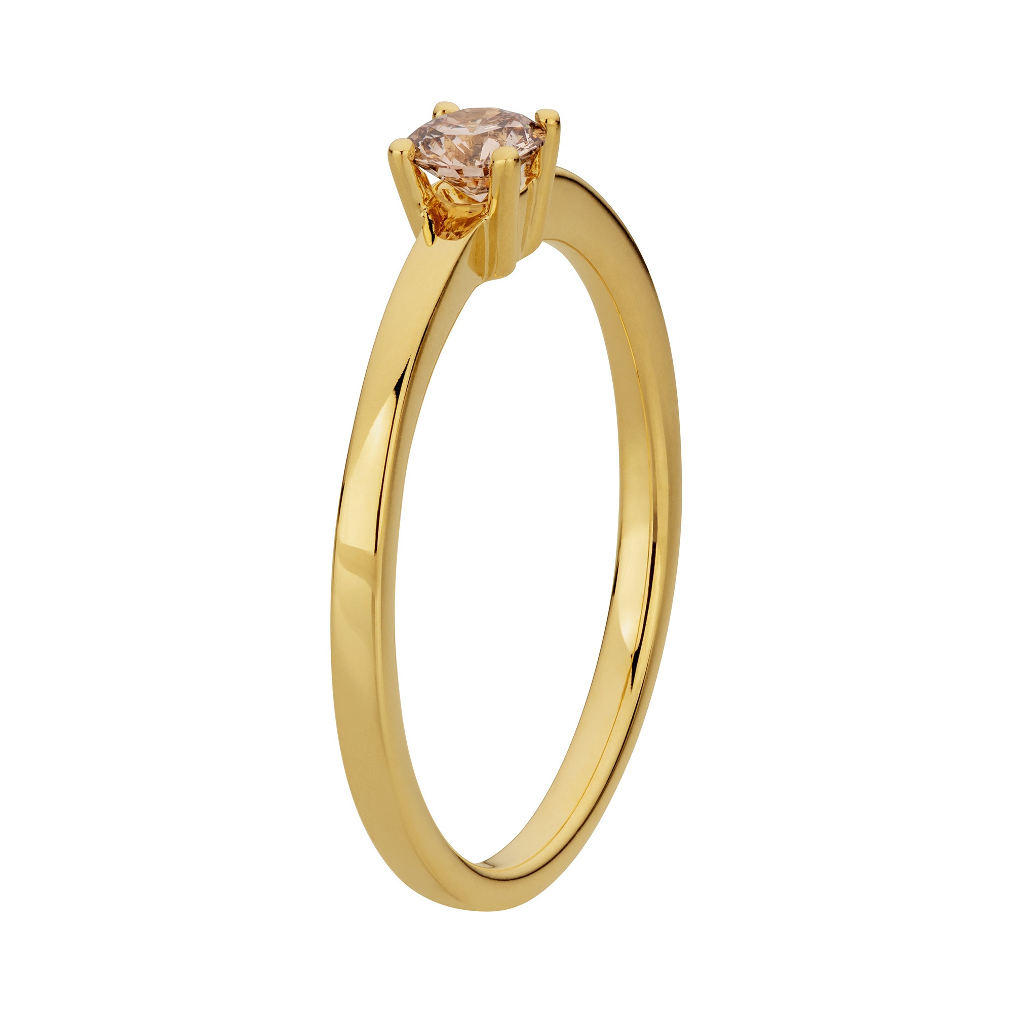 Orolino Fingerring »585/- Gelbgold glanz 1 Brill. 0,25ct. braun«